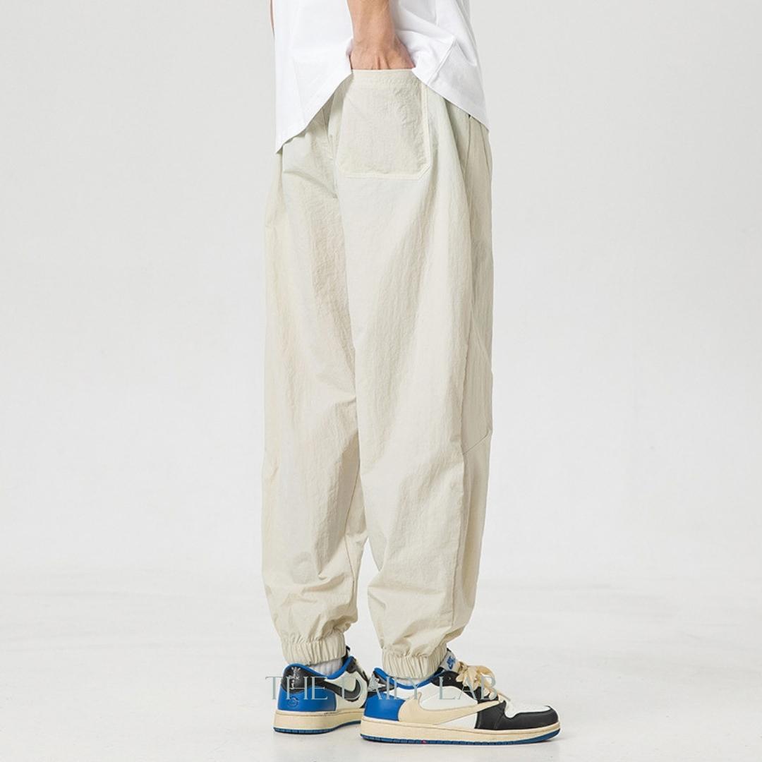 Tencel Drawstring Cargo Trousers in Beige