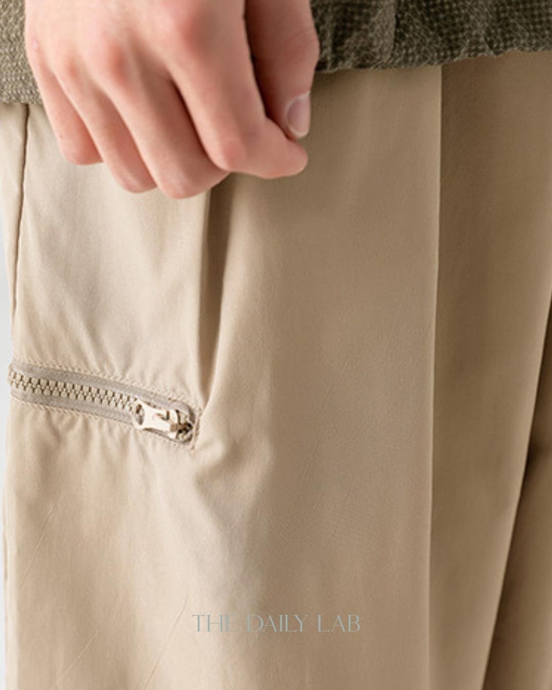 Side Zipper Pocket Utility Long Pants in Khaki
