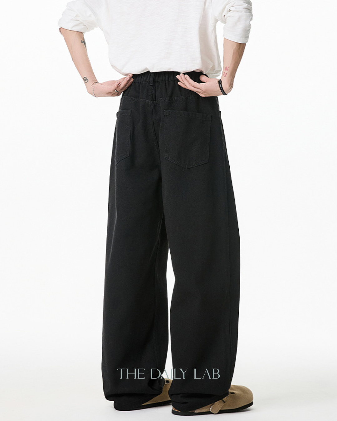 Vintage Pleated Embroidered Denim Pants