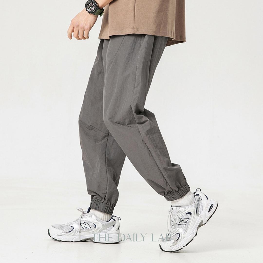 Tencel Drawstring Cargo Trousers in Grey
