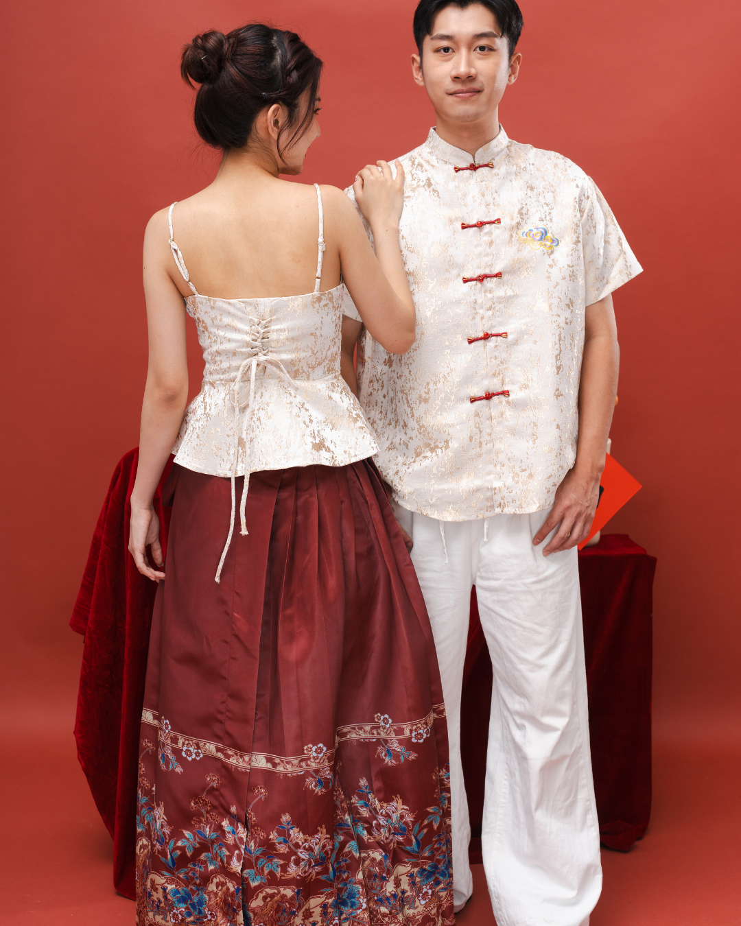 Cloud Embroidery Tang Shirt