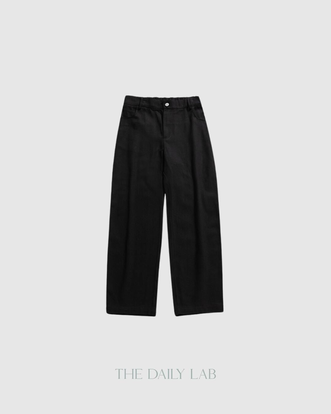 Vintage Cotton Straight Long Pants in Black