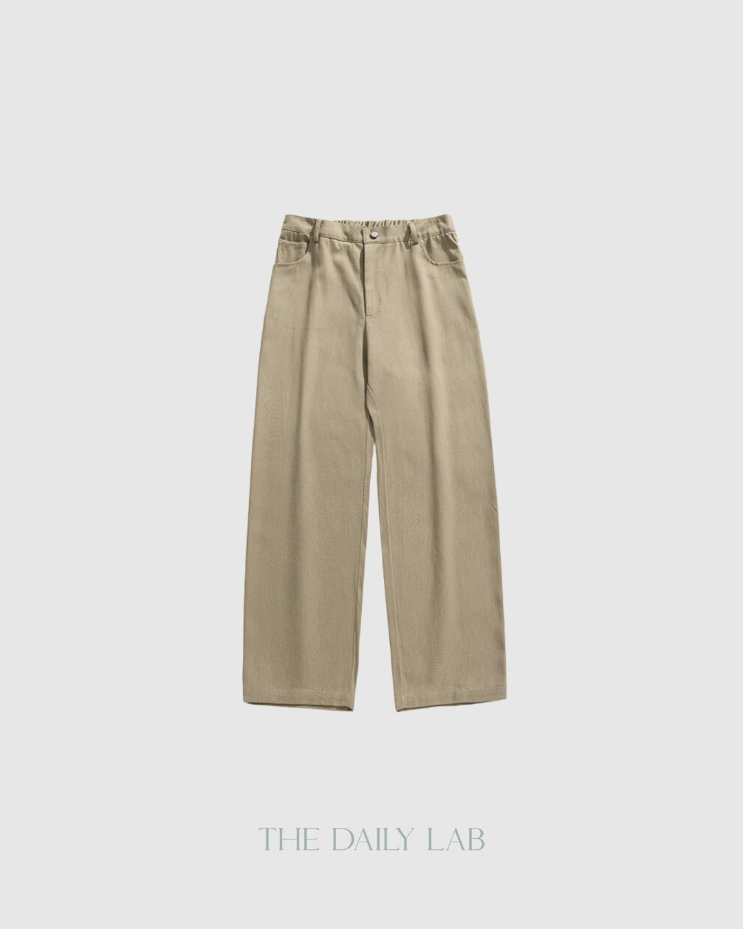 Vintage Cotton Straight Long Pants in Khaki