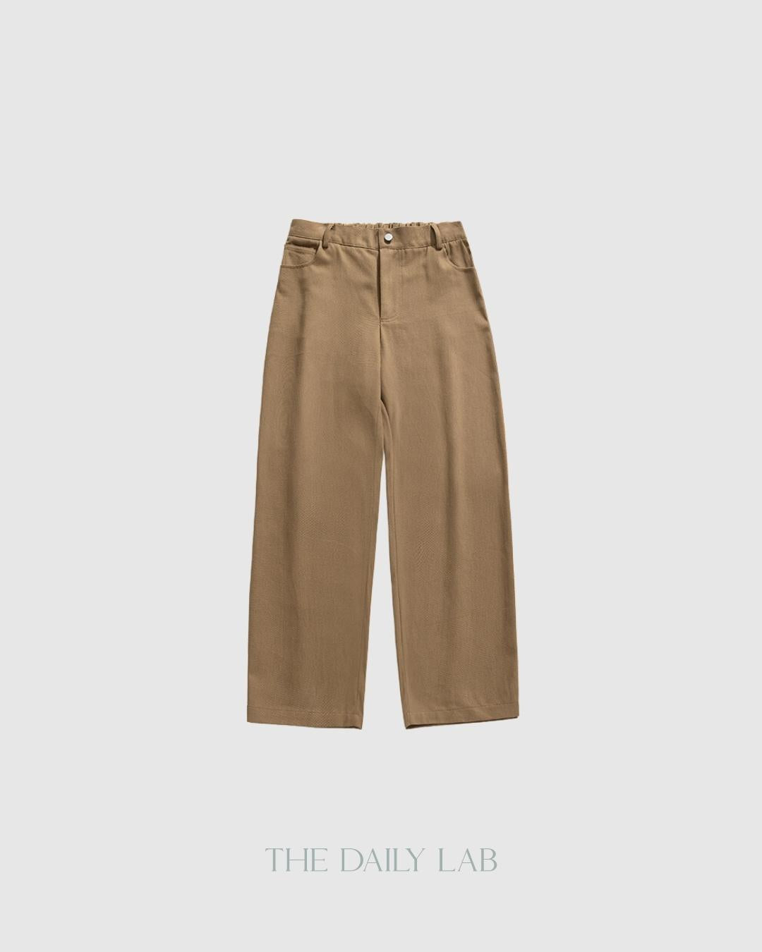 Vintage Cotton Straight Long Pants in Brown