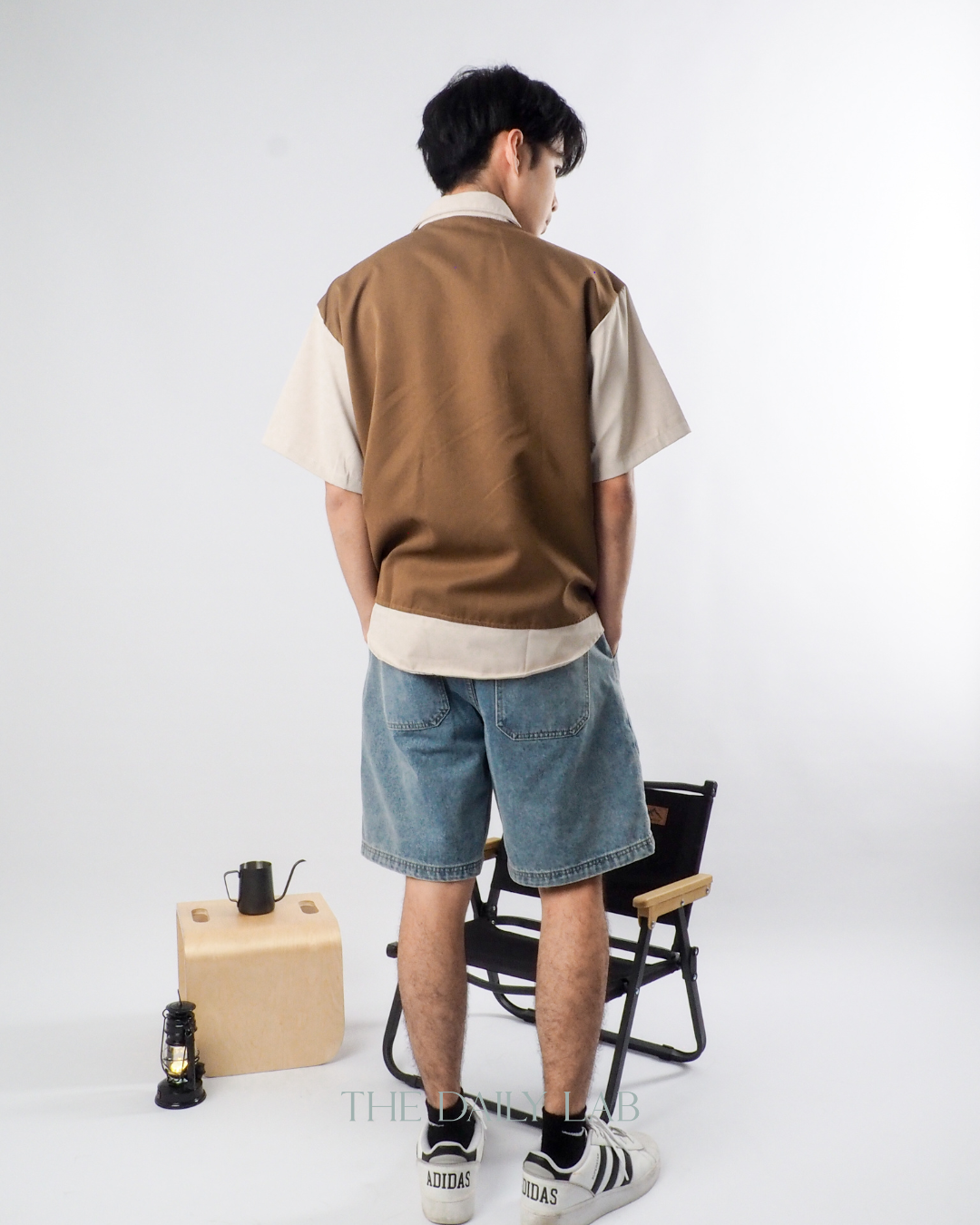 Japanese Techwear Layered Shirt in Khaki