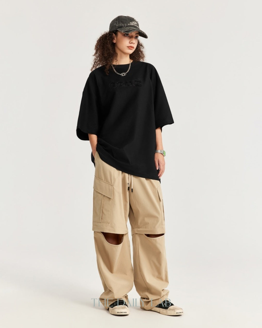 250G No Music Oversized Tee in Black