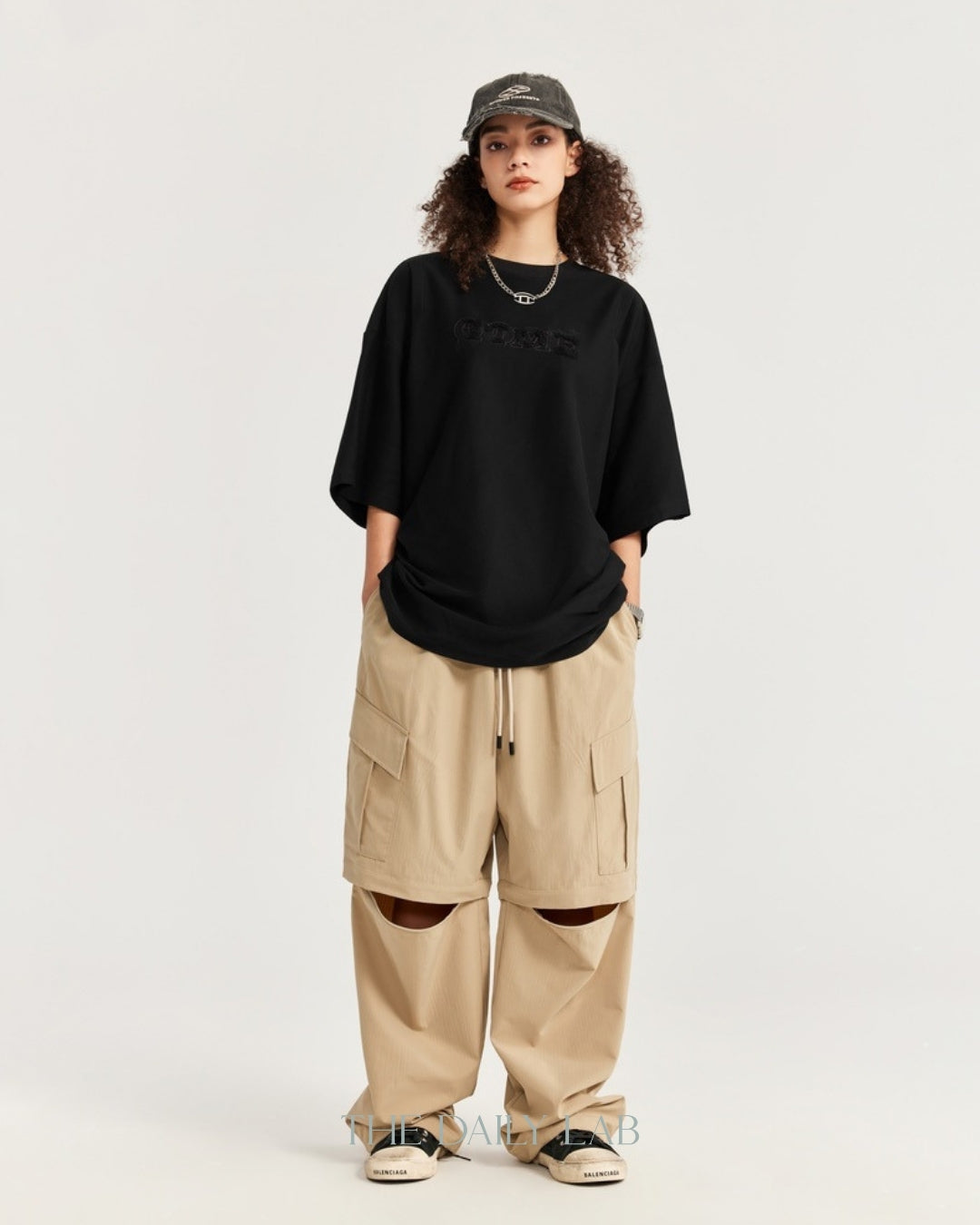 250G No Music Oversized Tee in Black