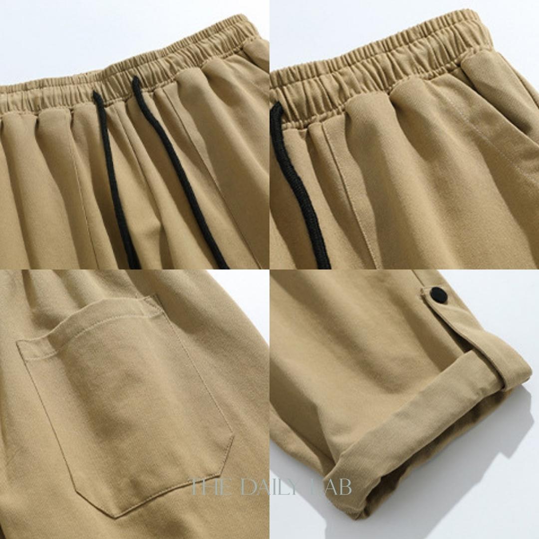 Twill Pocketed Straight Long Pants in Green