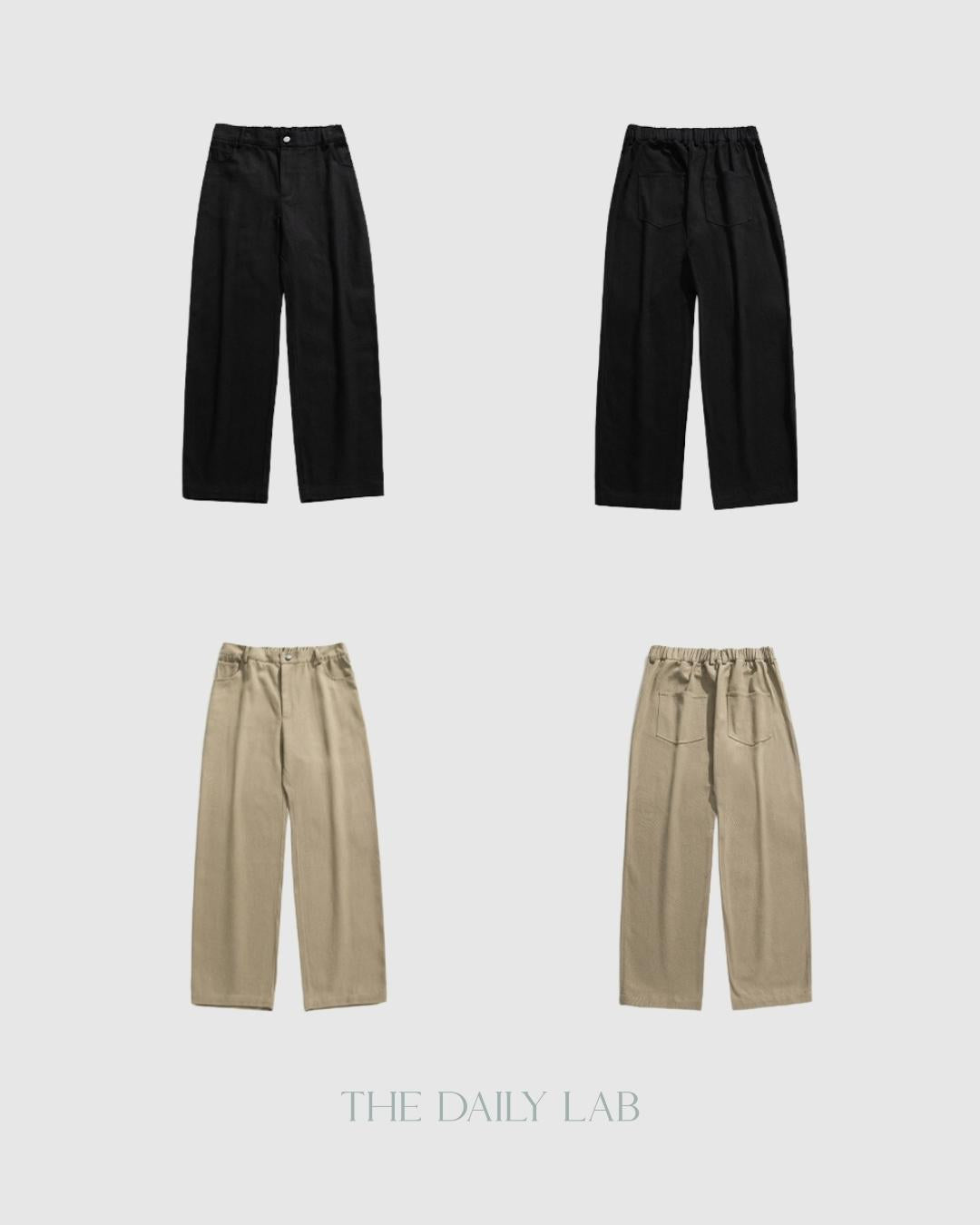 Vintage Cotton Straight Long Pants in Khaki