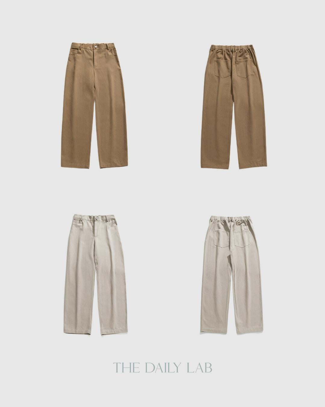 Vintage Cotton Straight Long Pants in Brown