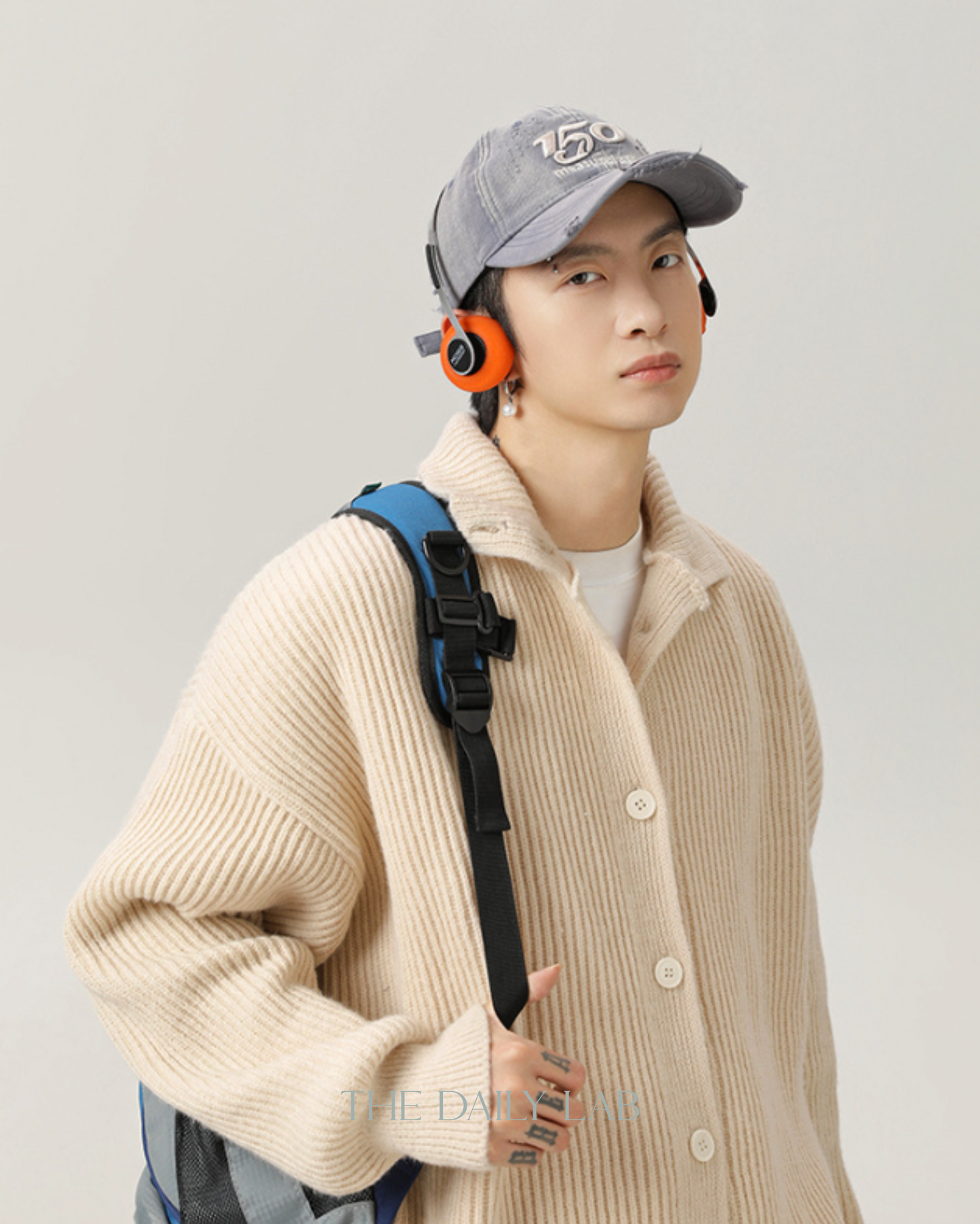 High-Neck Cardigan in Beige