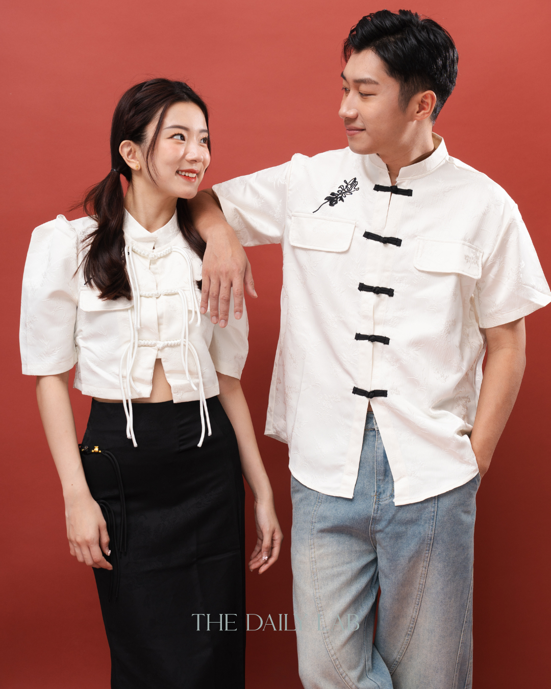 Embroidered Mandarin Collar Tang Shirt