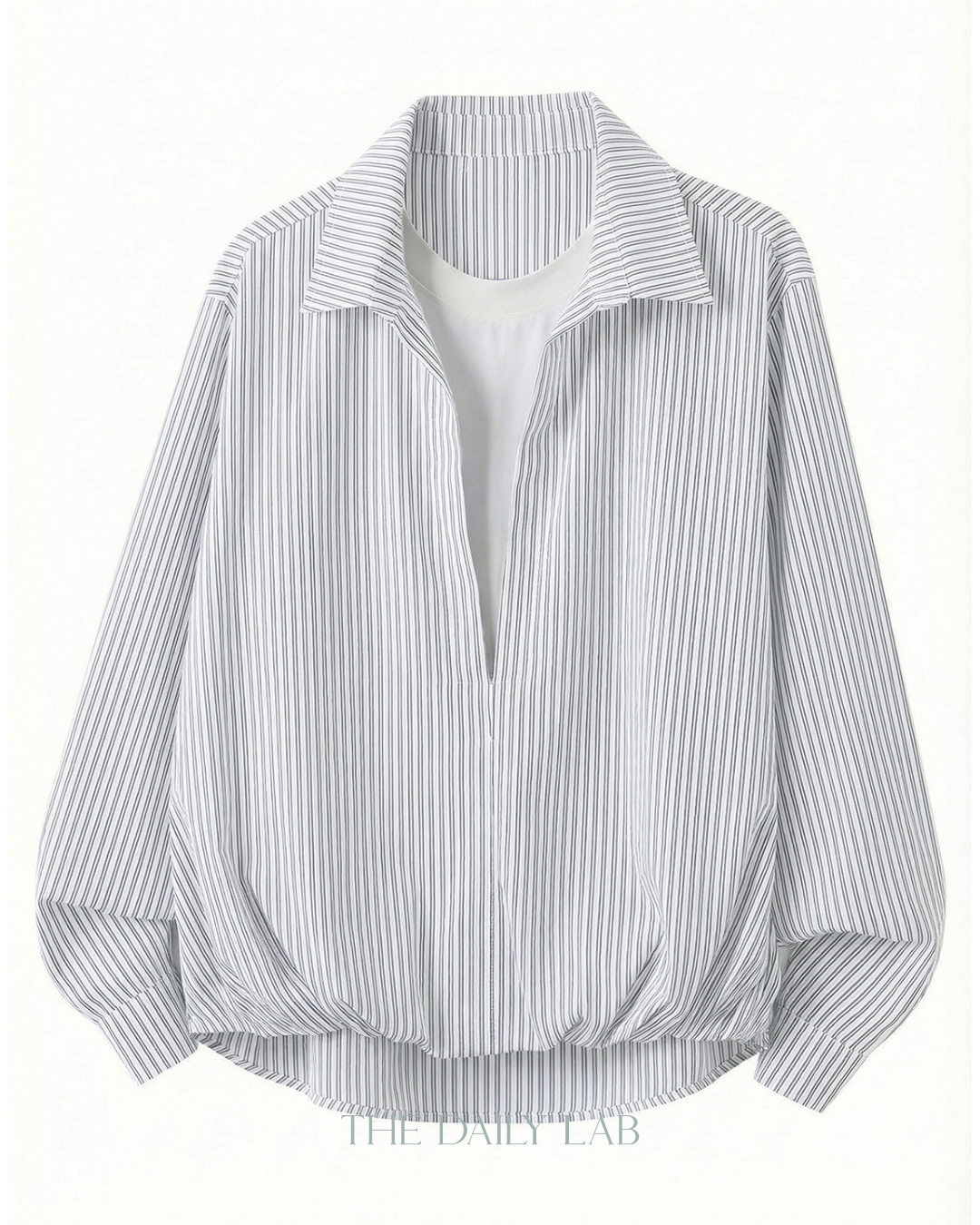 Striped Textured Collar Shirt in Grey
