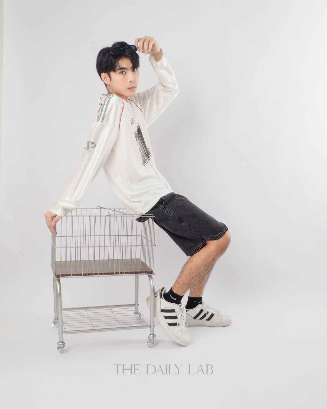 Vintage Mesh Long Sleeve Tee in White