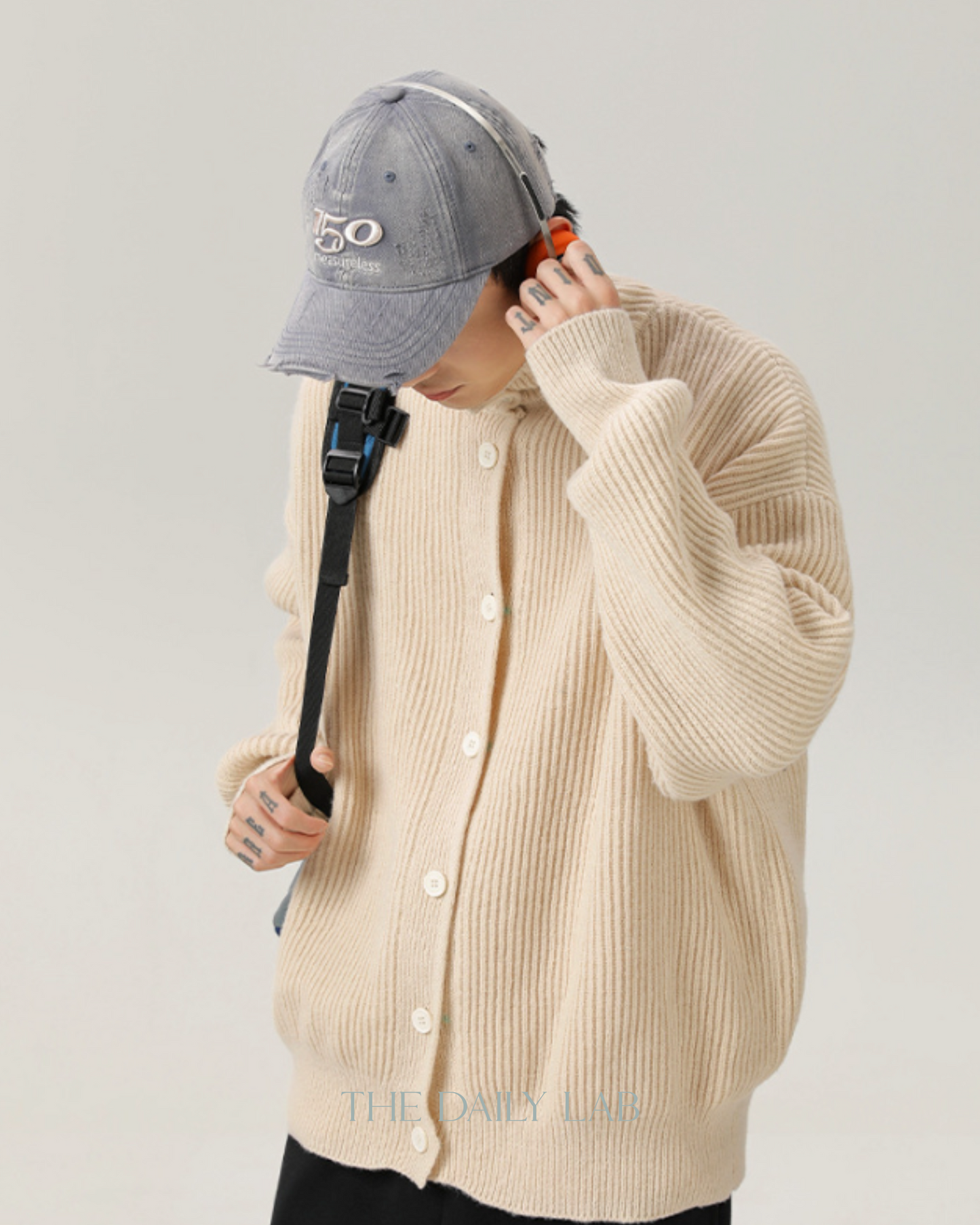 High-Neck Cardigan in Beige