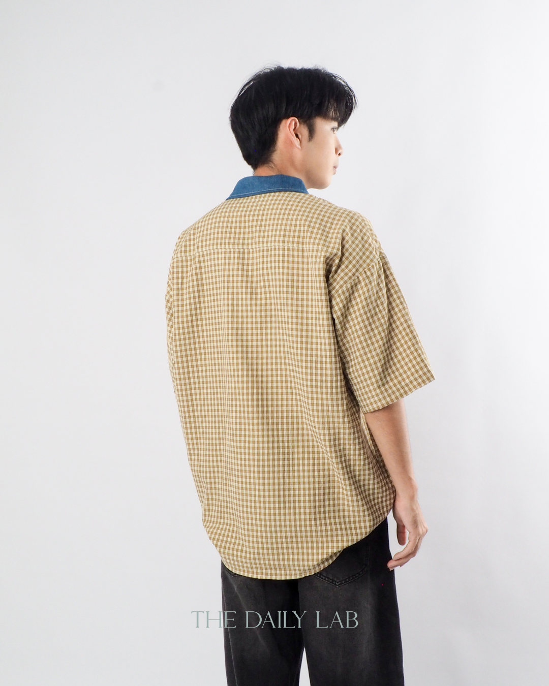 Japanese Vintage Plaid Denim Shirt in Yellow