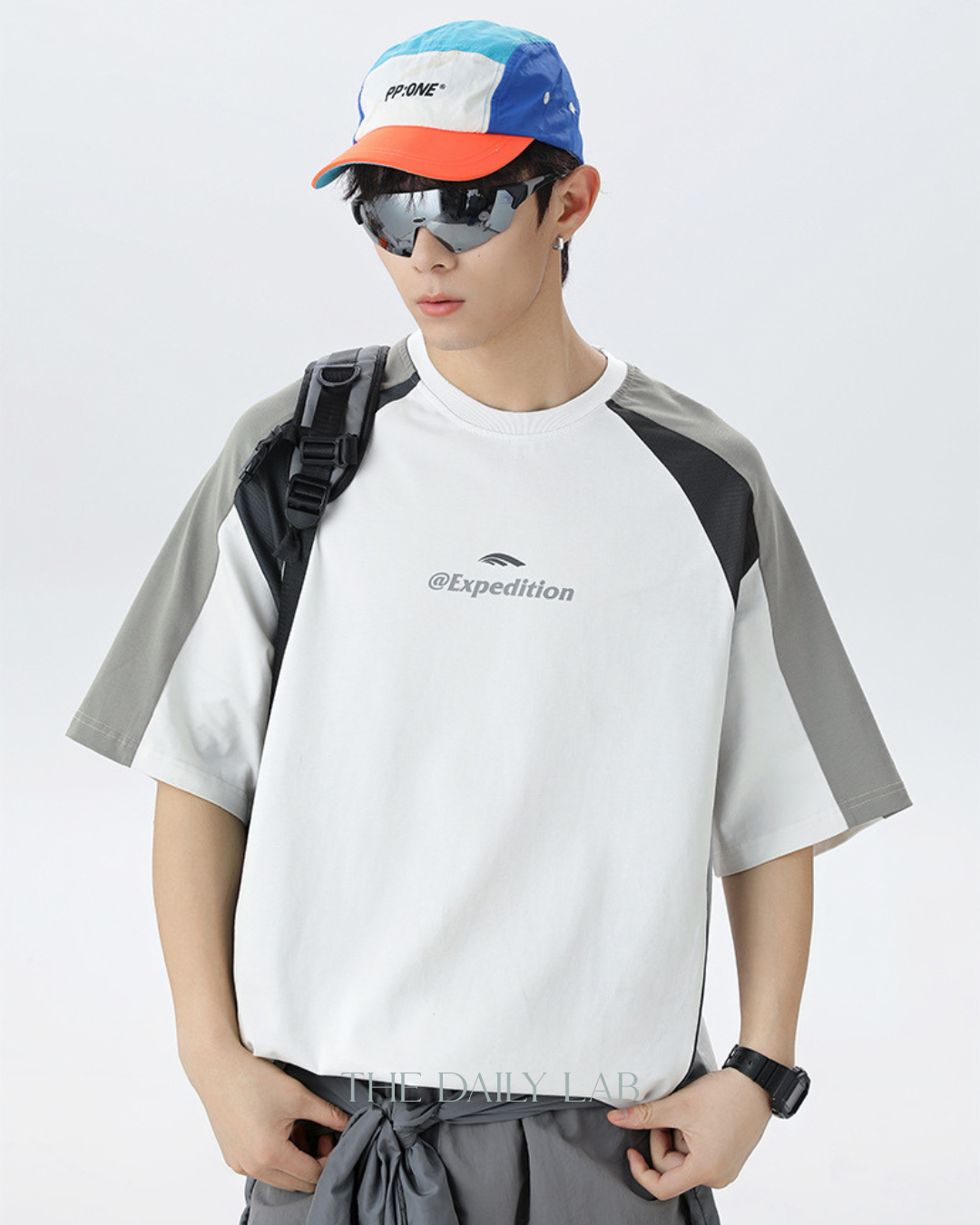 Contrast Mesh Letter Tee in White