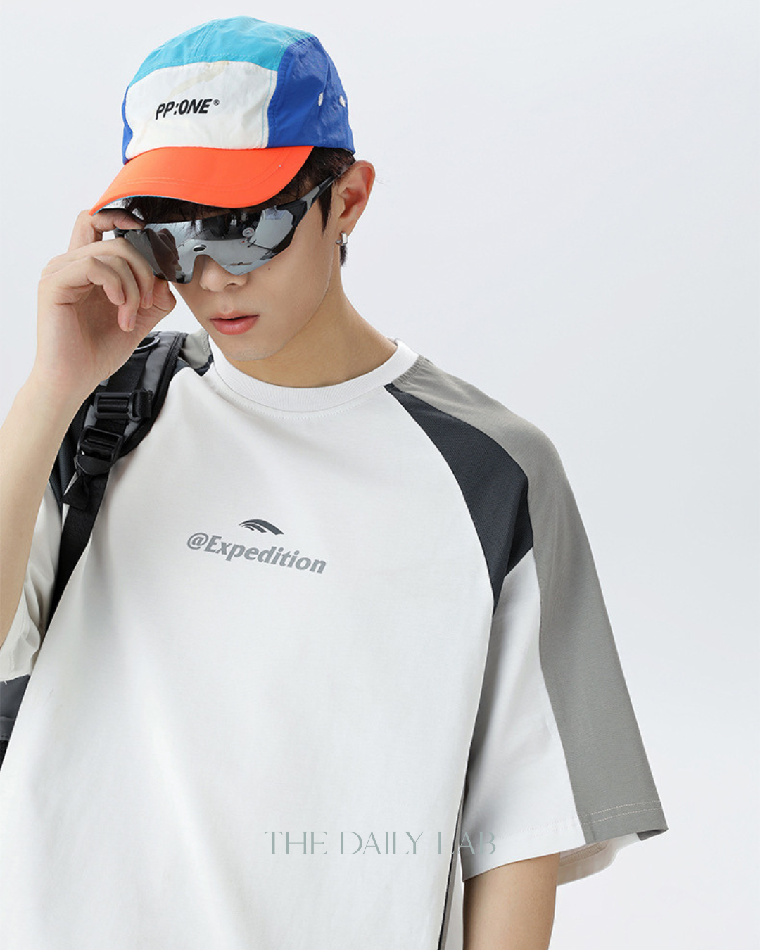 Contrast Mesh Letter Tee in White