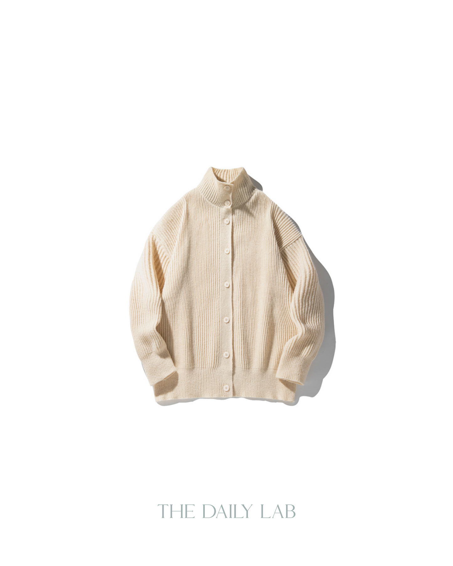 High-Neck Cardigan in Beige