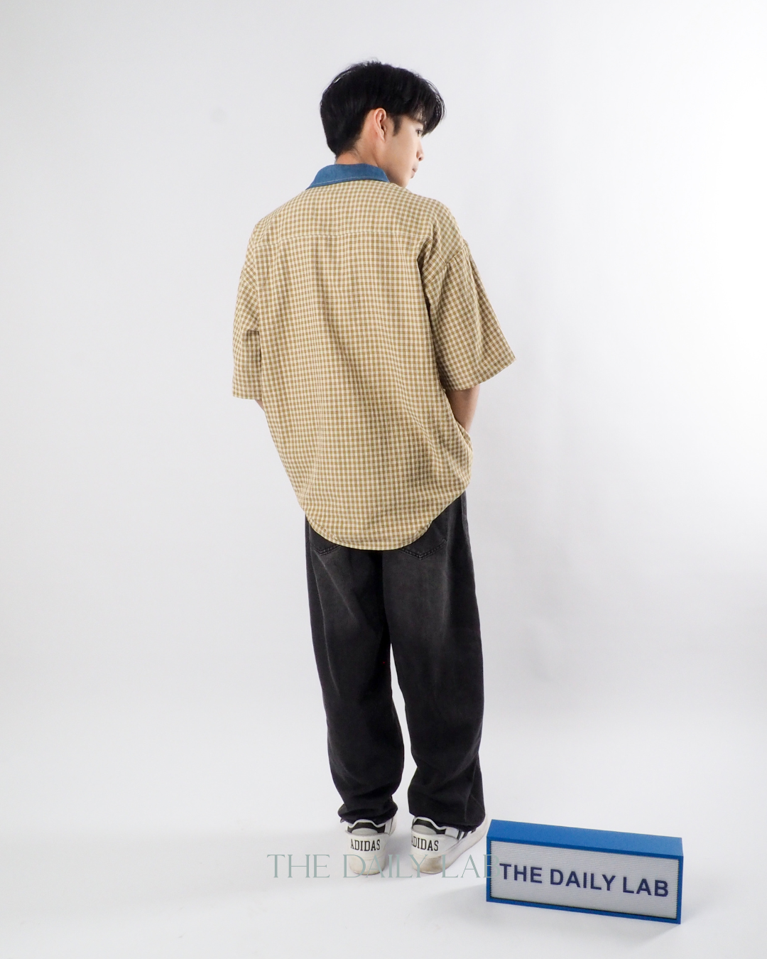 Japanese Vintage Plaid Denim Shirt in Yellow