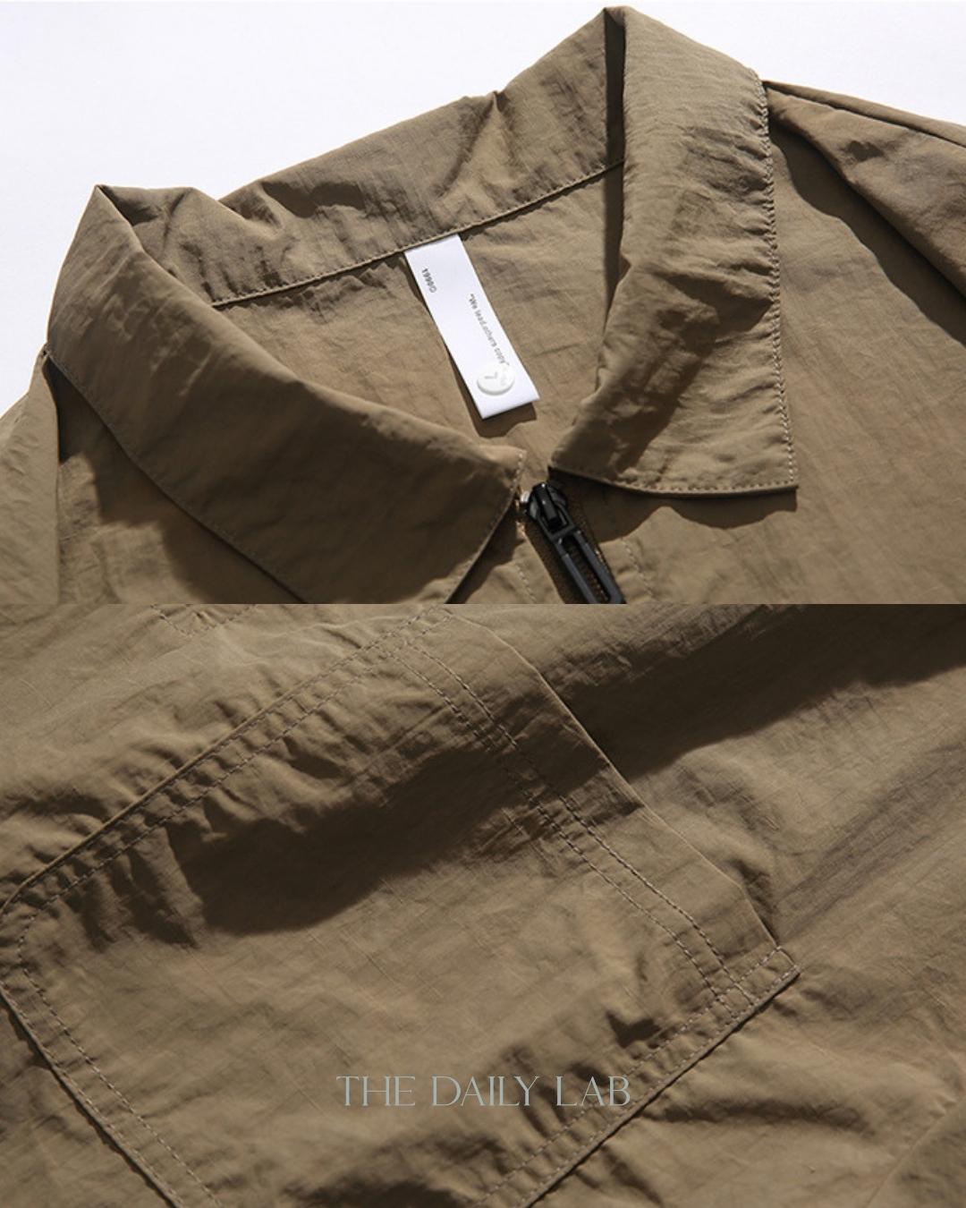 Zippered Cargo Polo Shirt in Black