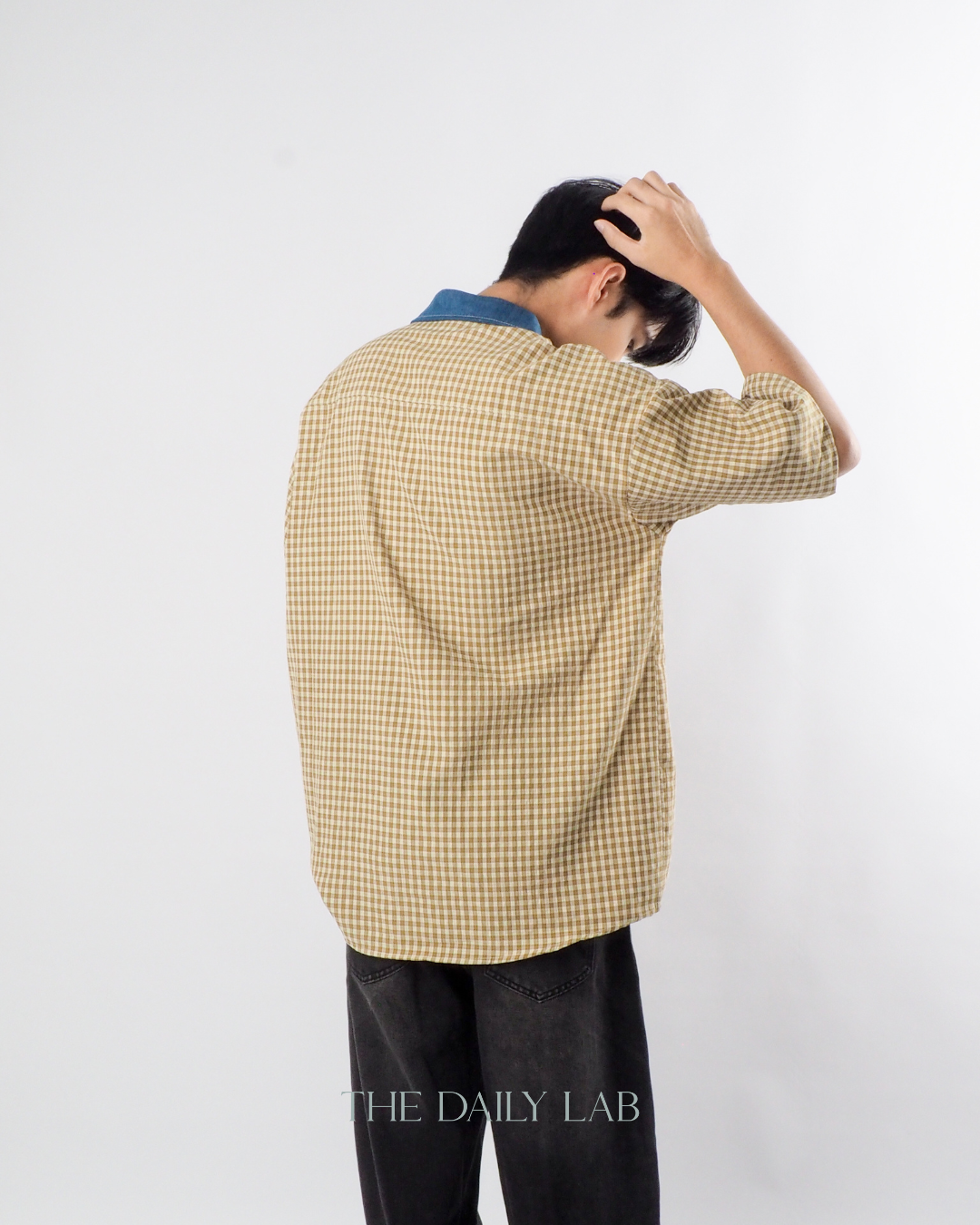 Japanese Vintage Plaid Denim Shirt in Yellow