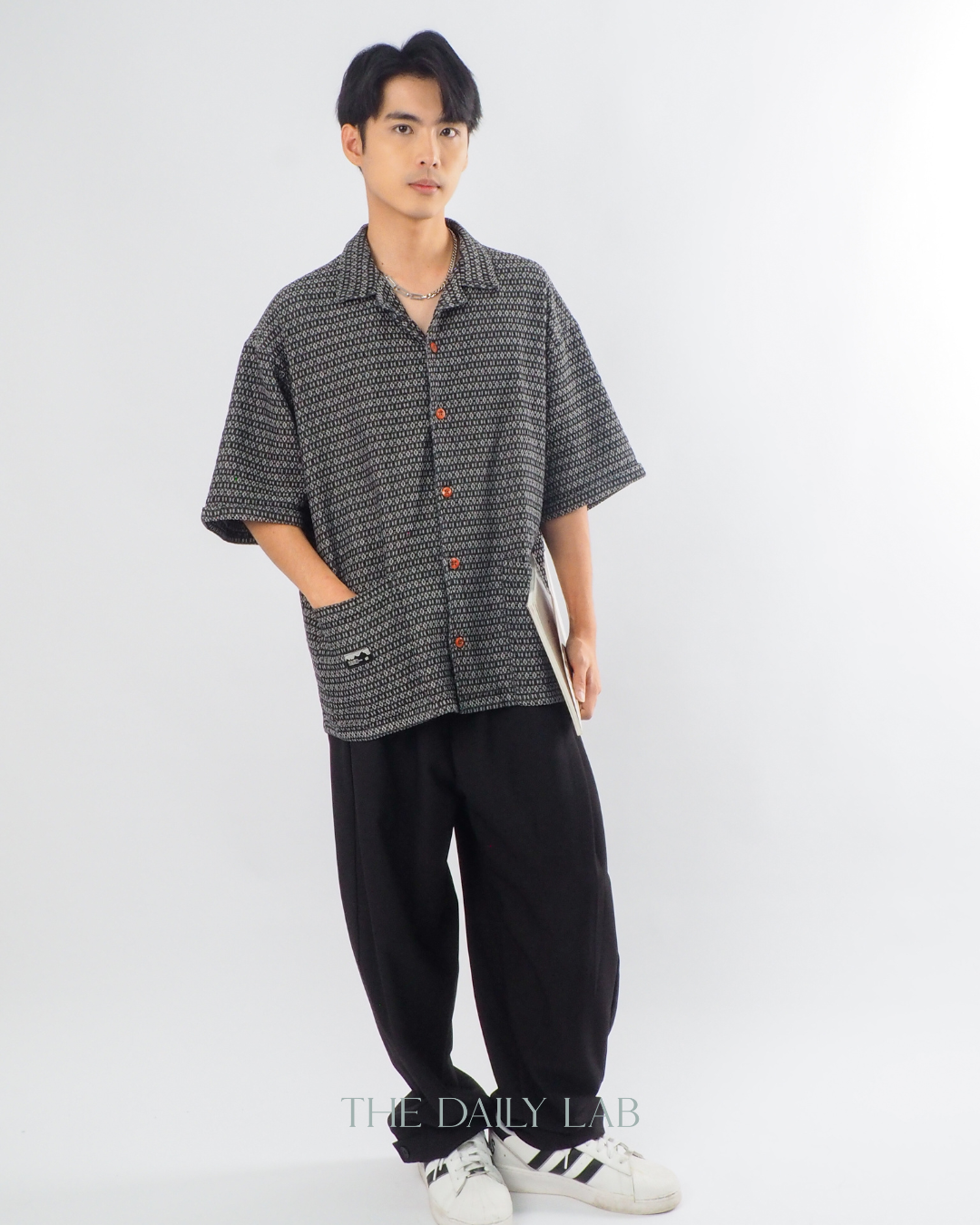 Japanese Retro Workwear Denim Shirt in Black