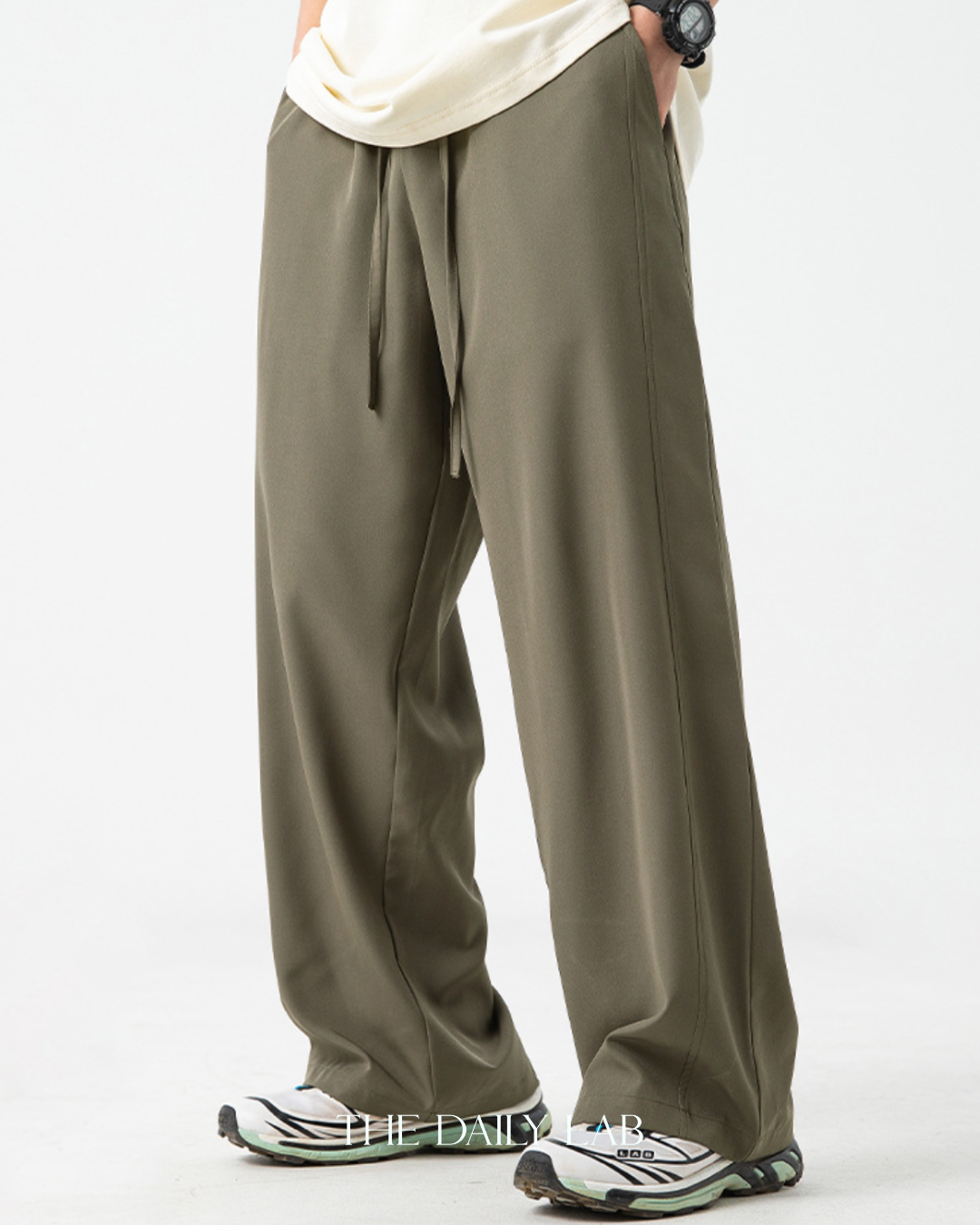 Pocketed Wide Straight Pants in Green