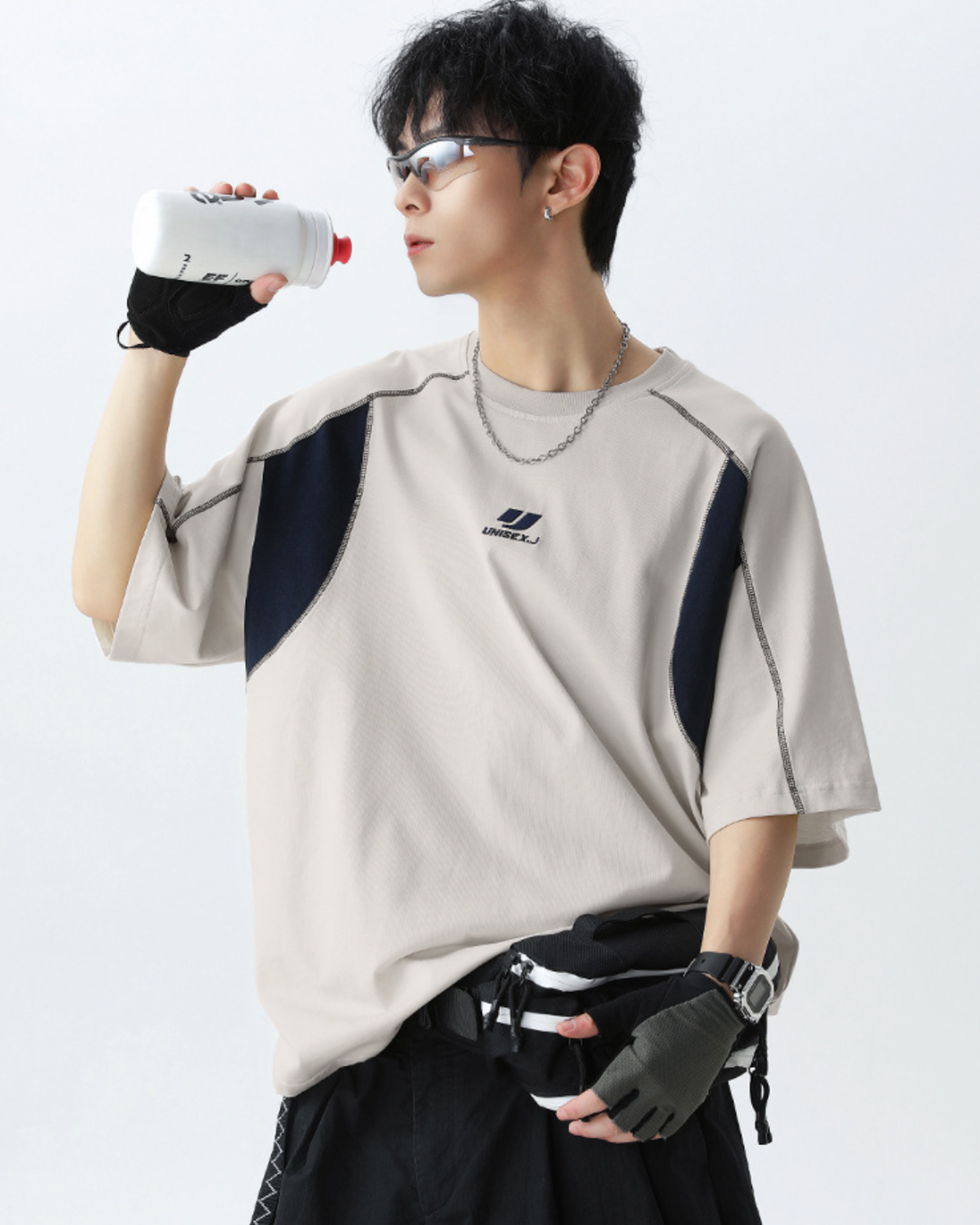 J Patchwork Relaxed Tee in Khaki (In-Stock)
