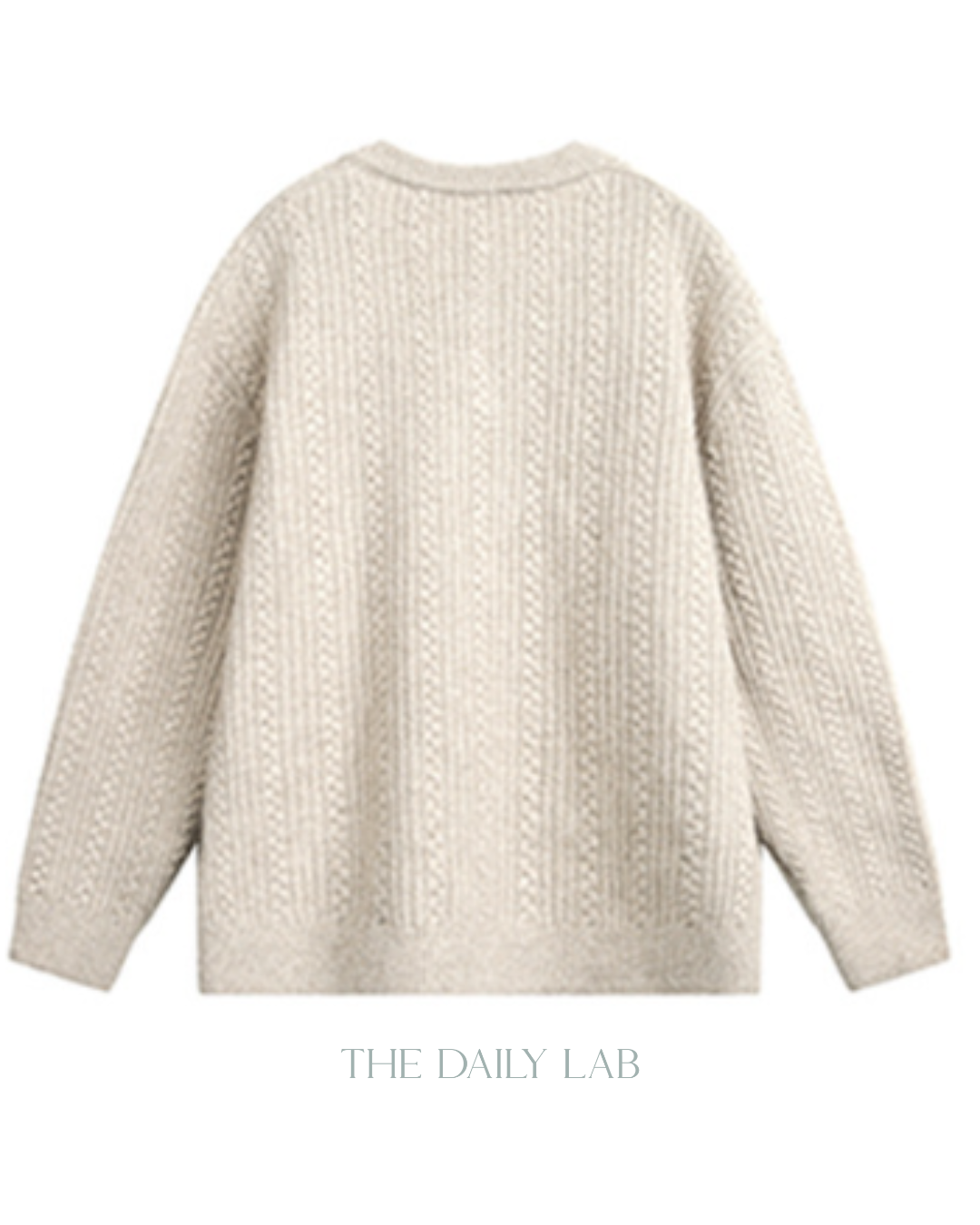 Oversized V-Neck Knit Sweater in Oatmeal