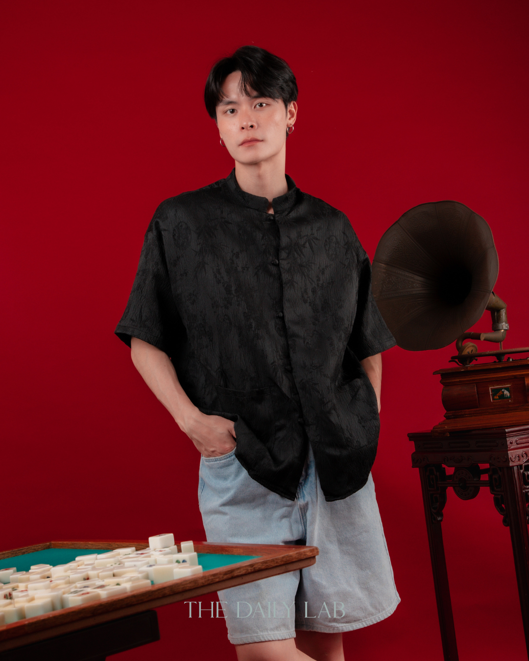 Bamboo Bloom Tang Shirt in Black