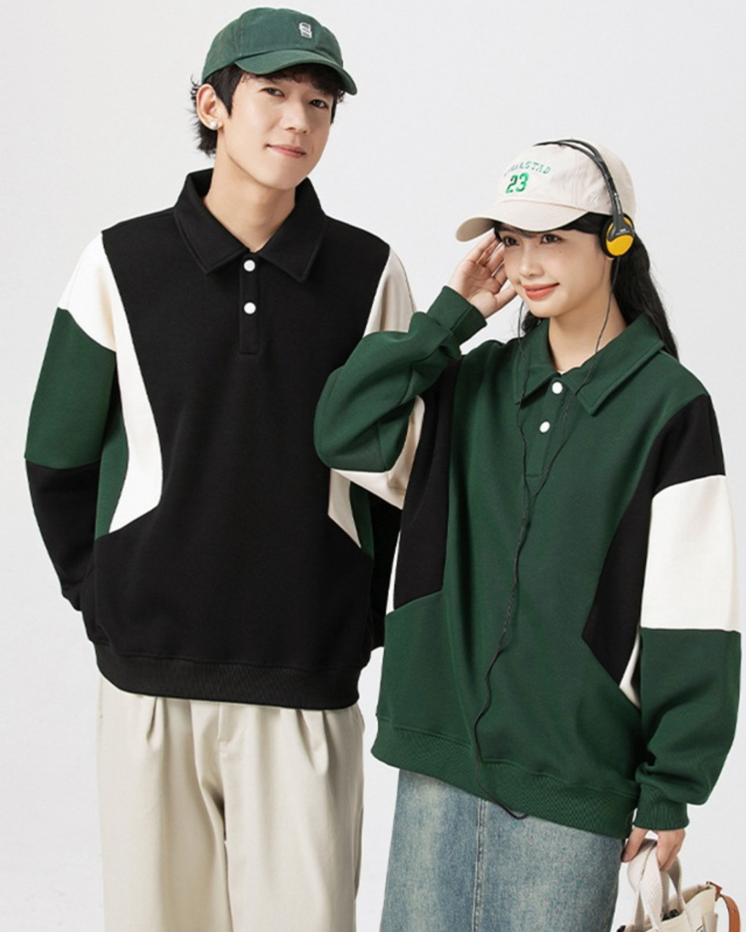 Patchwork Vintage Polo Tee in Black