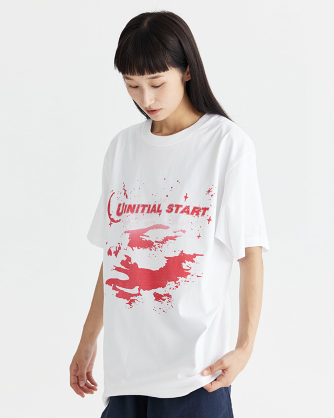 U Initial Tee in White