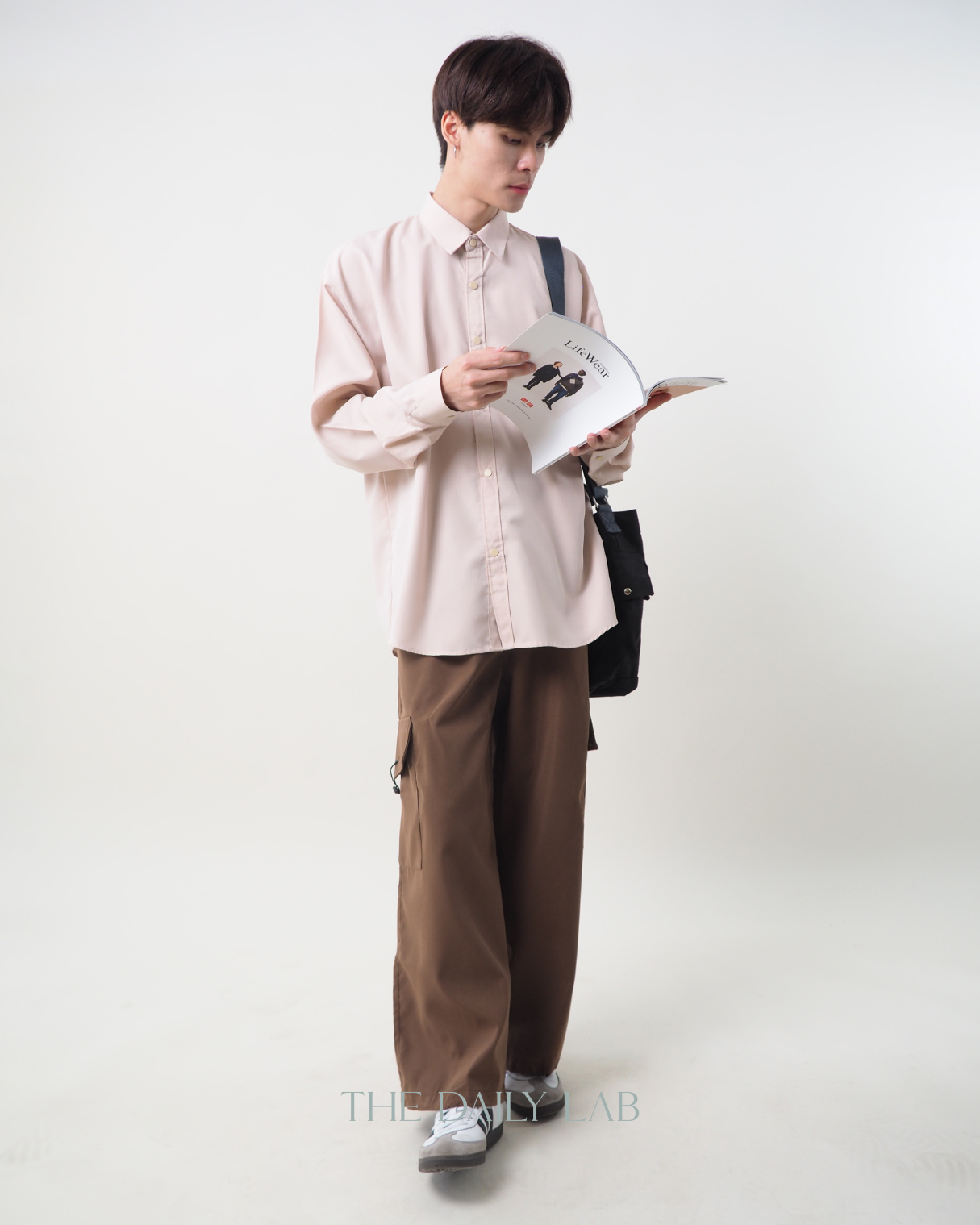 Buttoned Oversized Shirt in Beige