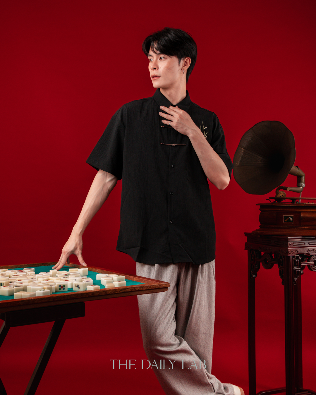 Bamboo Stitch Tang Shirt in Black