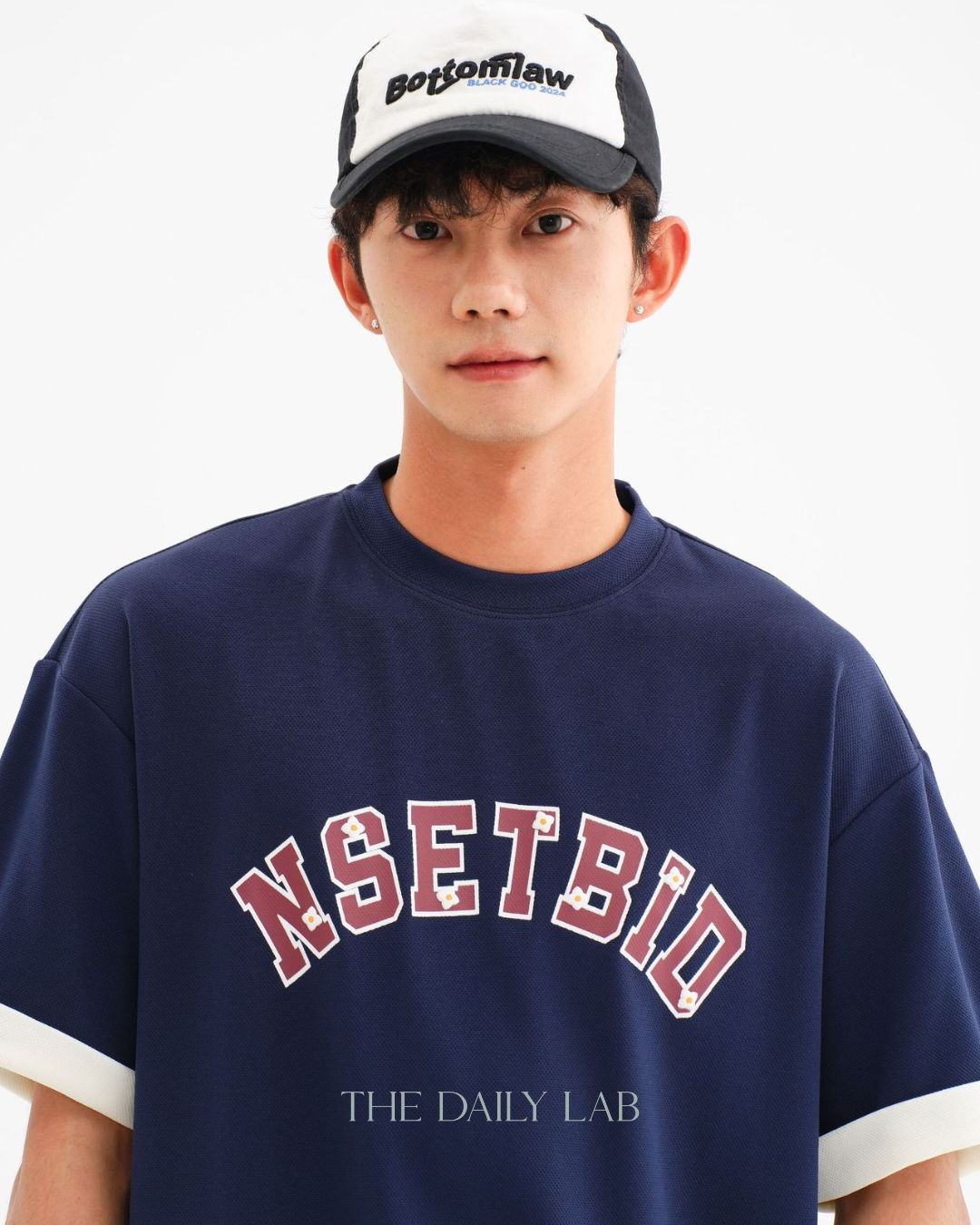 Vintage Japanese Style Short Sleeve Tee In Navy Blue