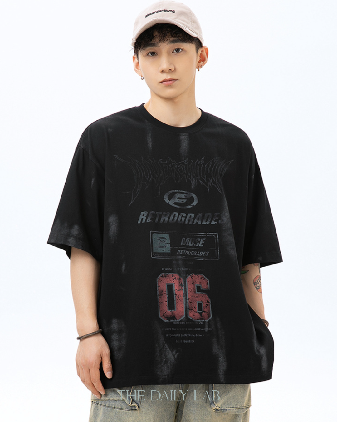 F Alphabet Cotton Tee in Black
