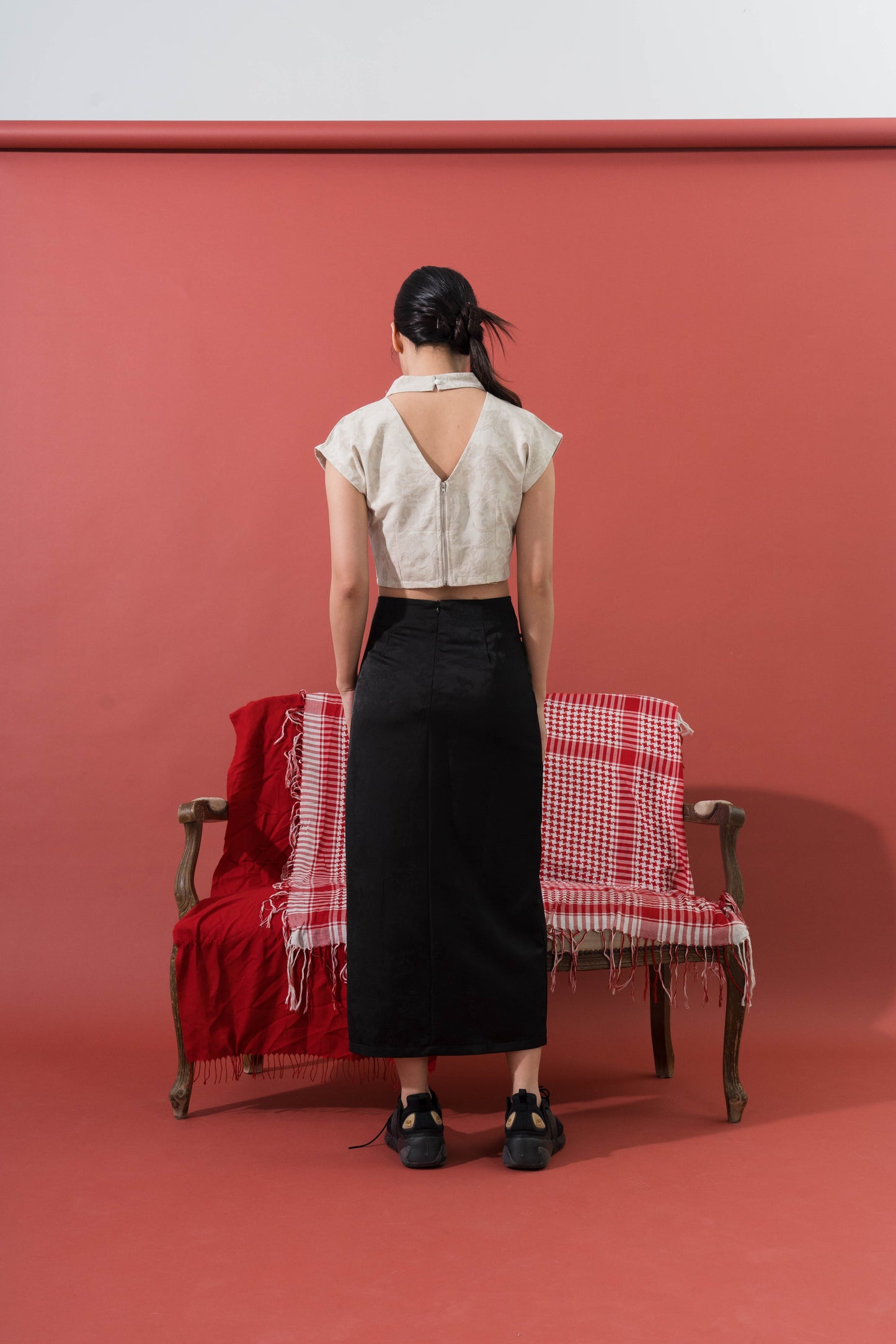 Vintage Jacquard Mandarin Top