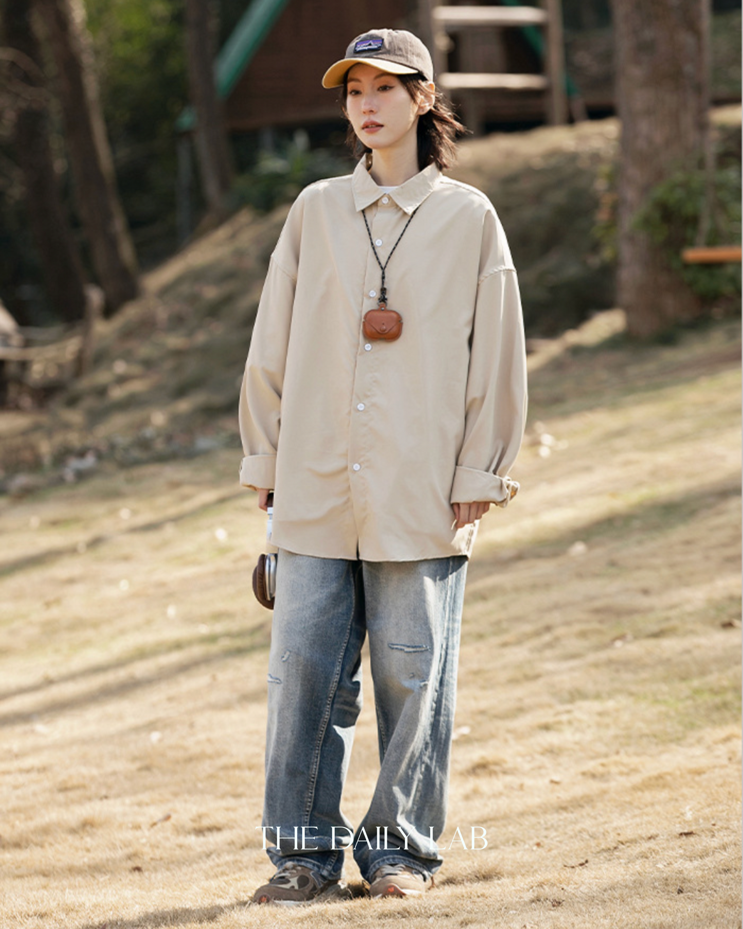 Urban Silk Swagger Shirt in Beige