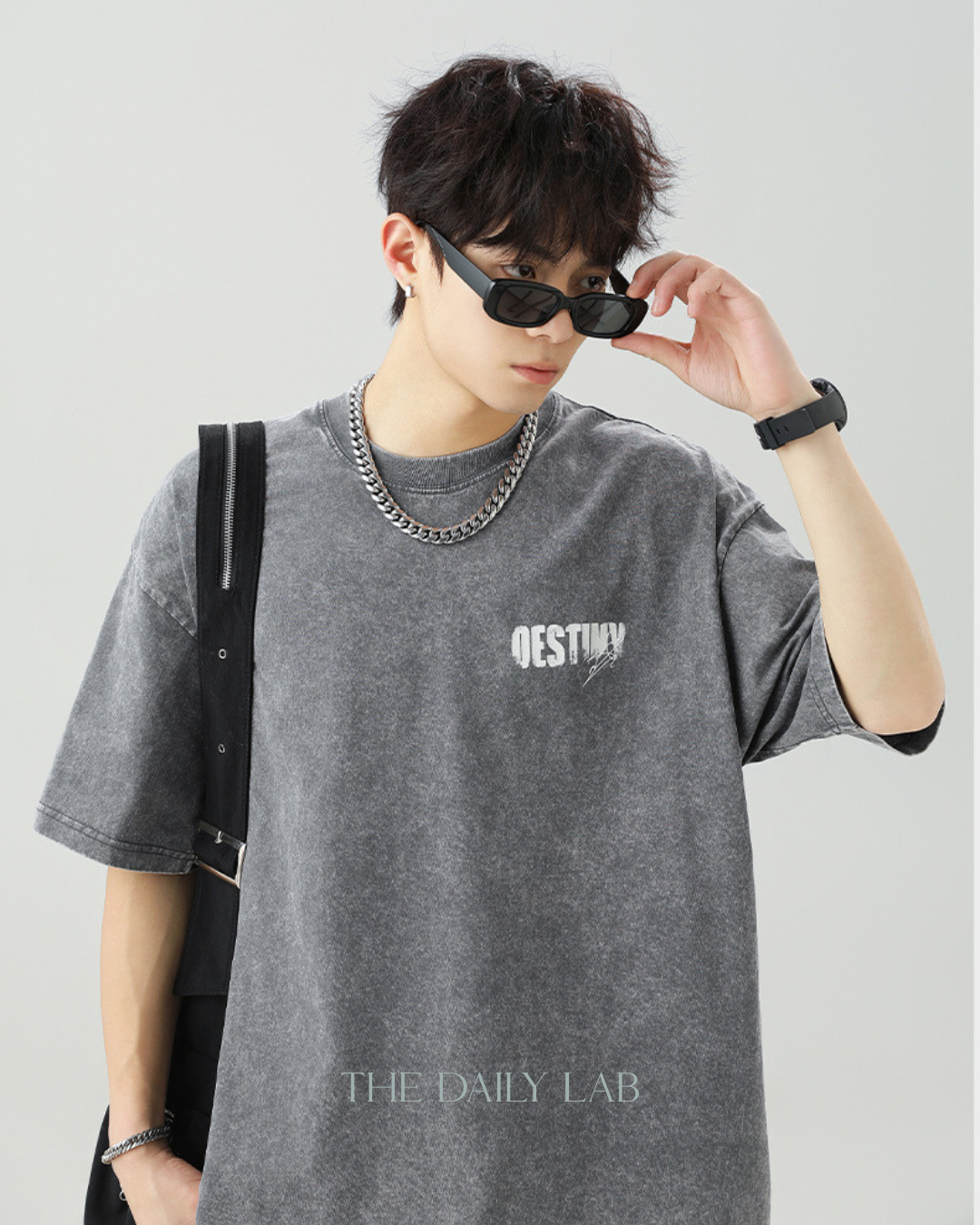 Destiny Washed Oversized Tee in Grey