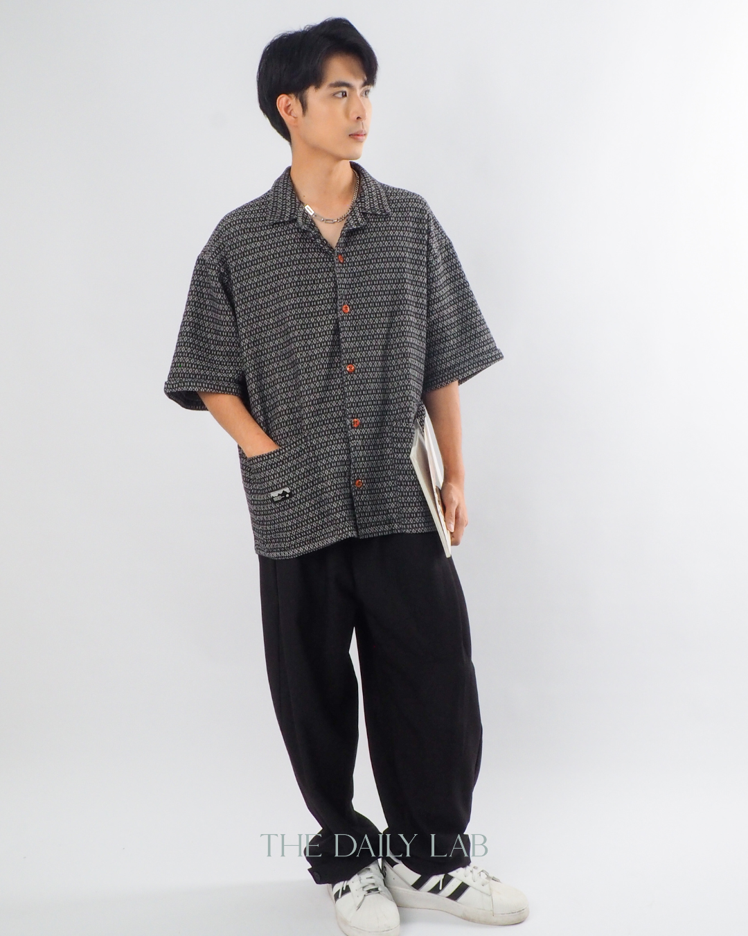 Japanese Retro Workwear Denim Shirt in Black