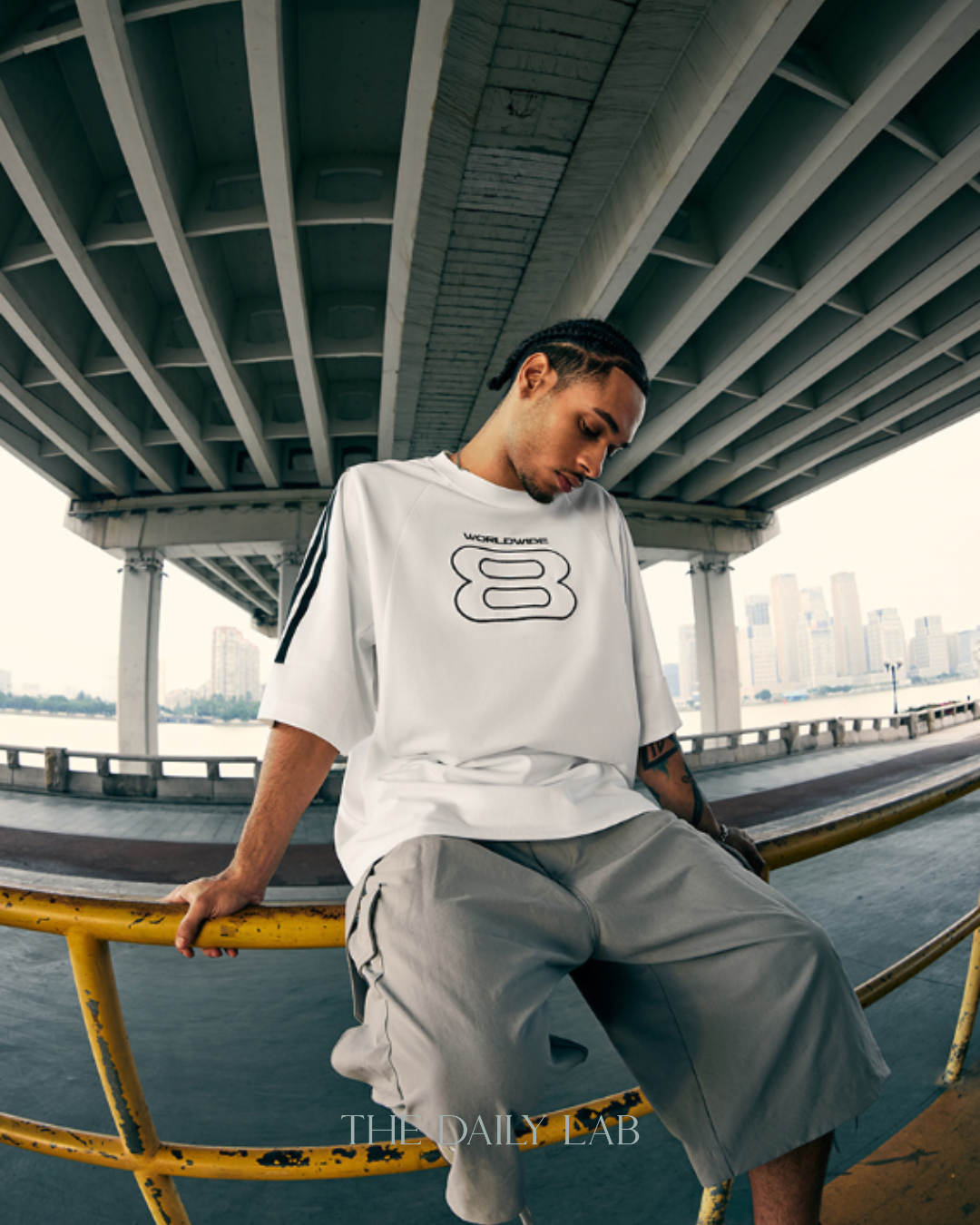 Worldwide Stripe Graphic Tee in White