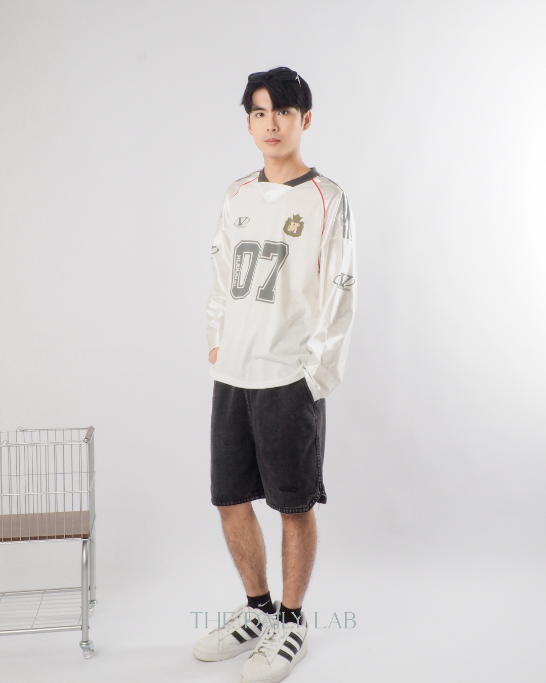 Vintage Mesh Long Sleeve Tee in White