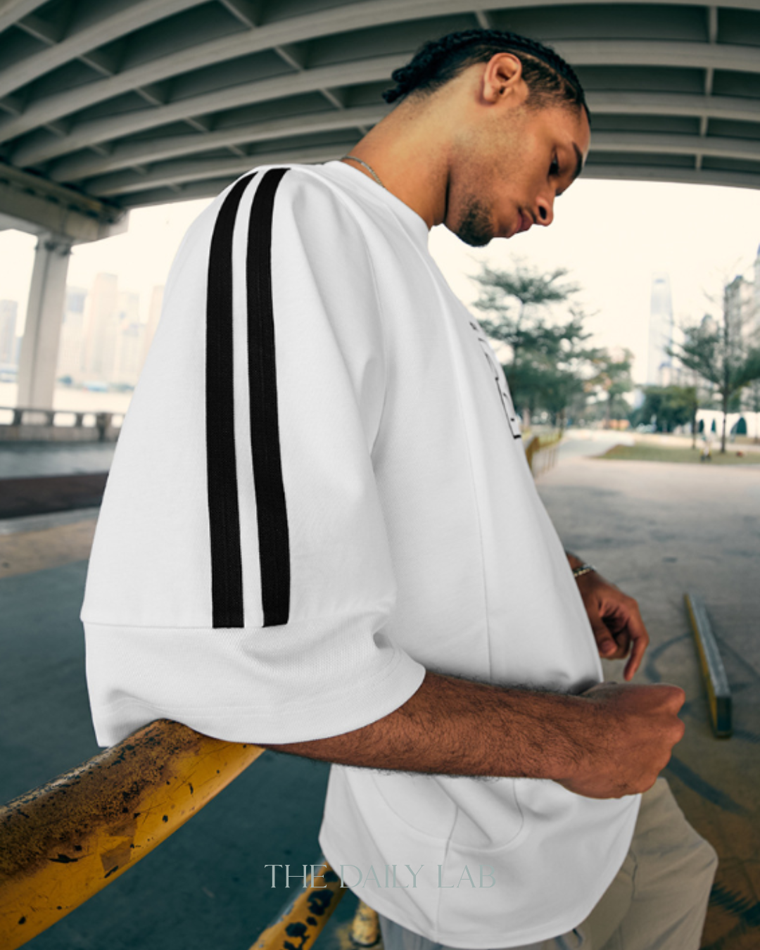 Worldwide Stripe Graphic Tee in White