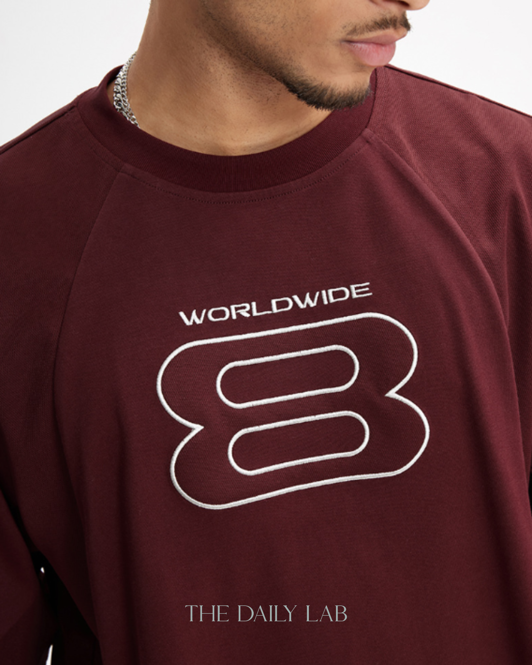 Worldwide Stripe Graphic Tee in Dark Red