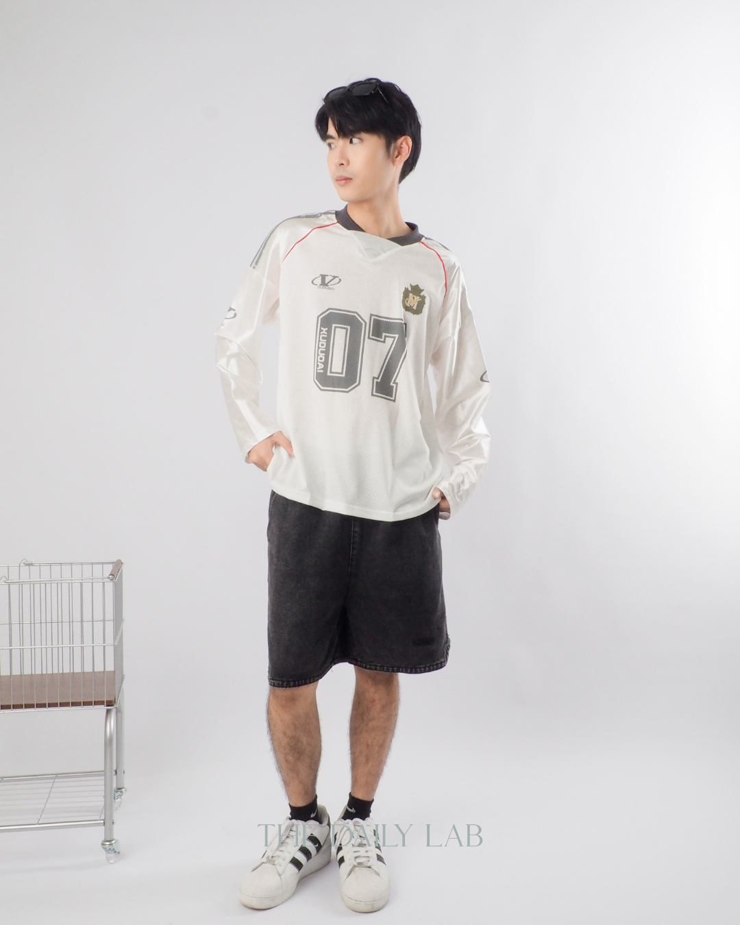 Vintage Mesh Long Sleeve Tee in White