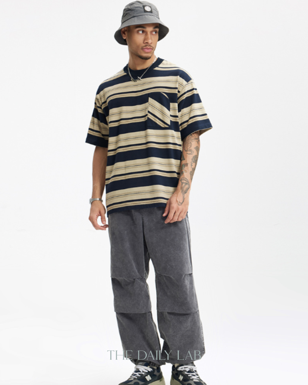 Vintage Stripe Tee in Dark Blue