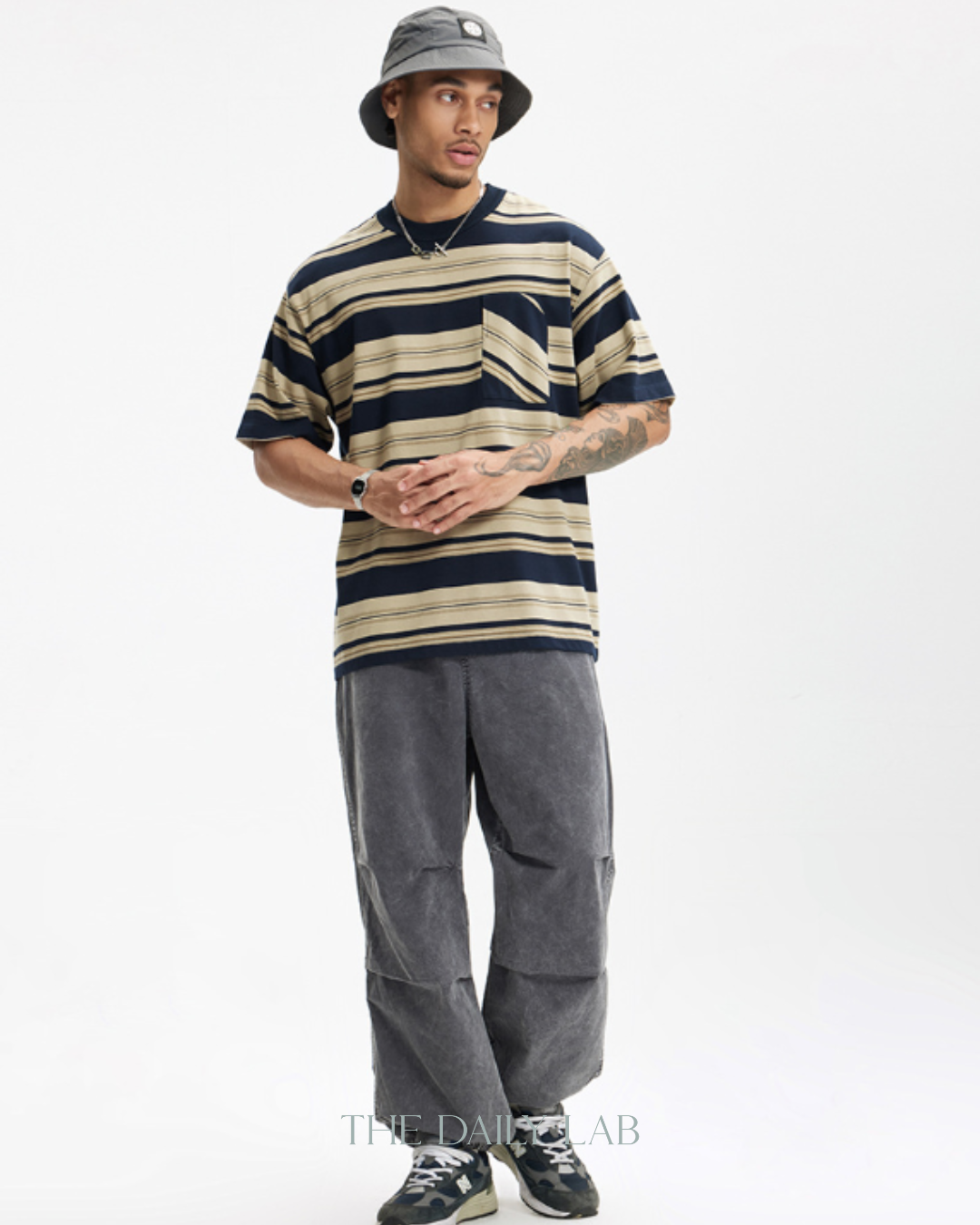 Vintage Stripe Tee in Dark Blue