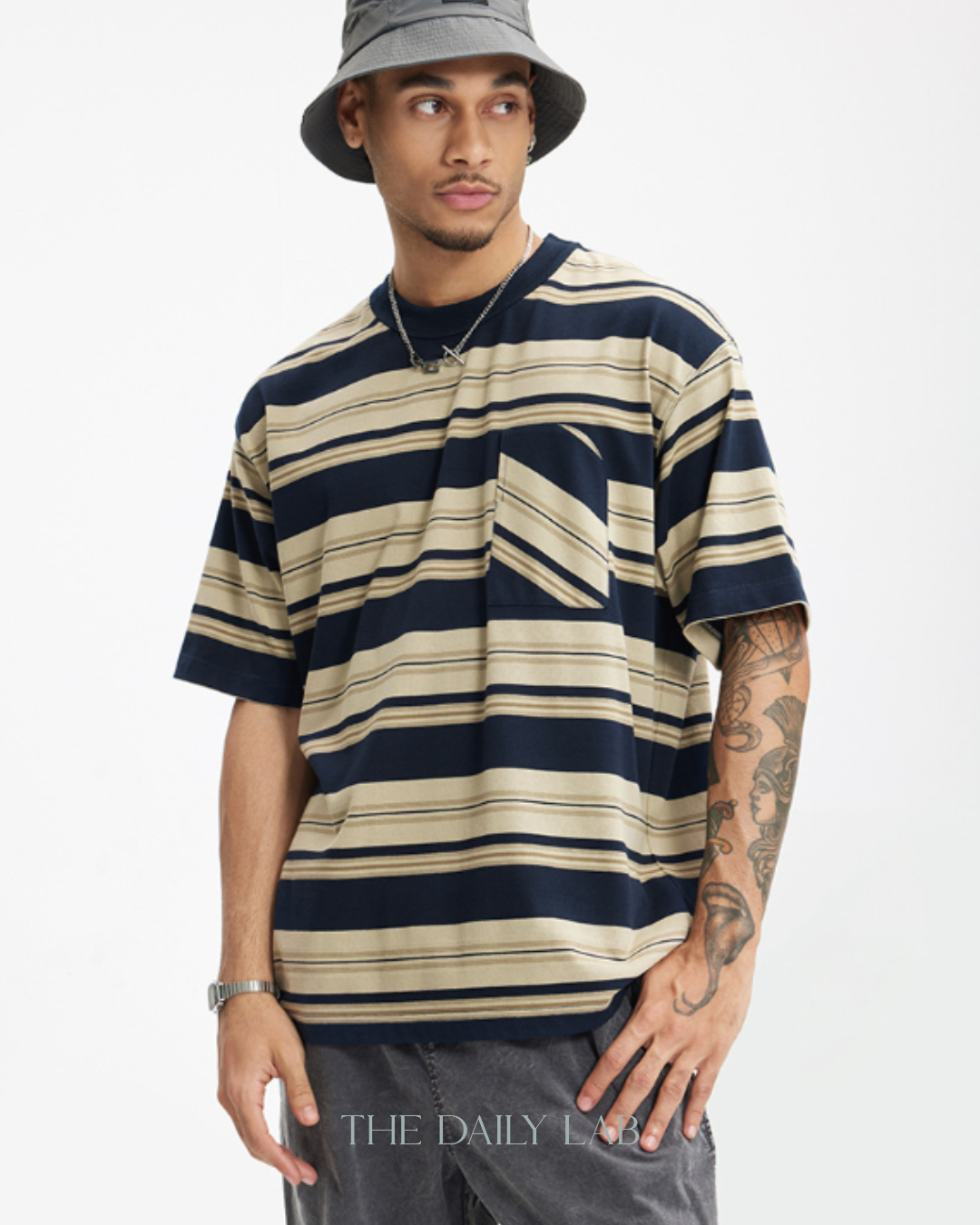 Vintage Stripe Tee in Dark Blue
