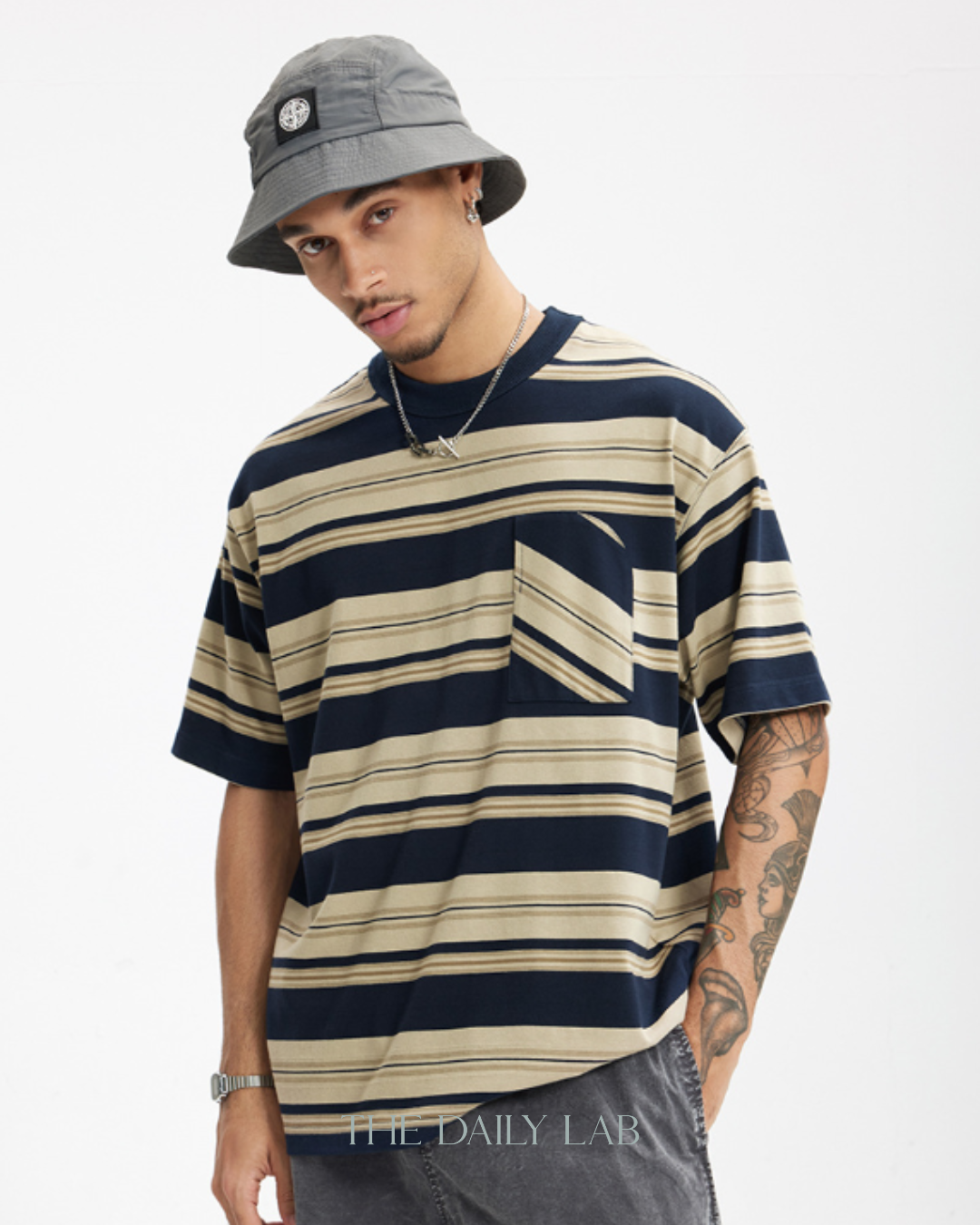 Vintage Stripe Tee in Dark Blue